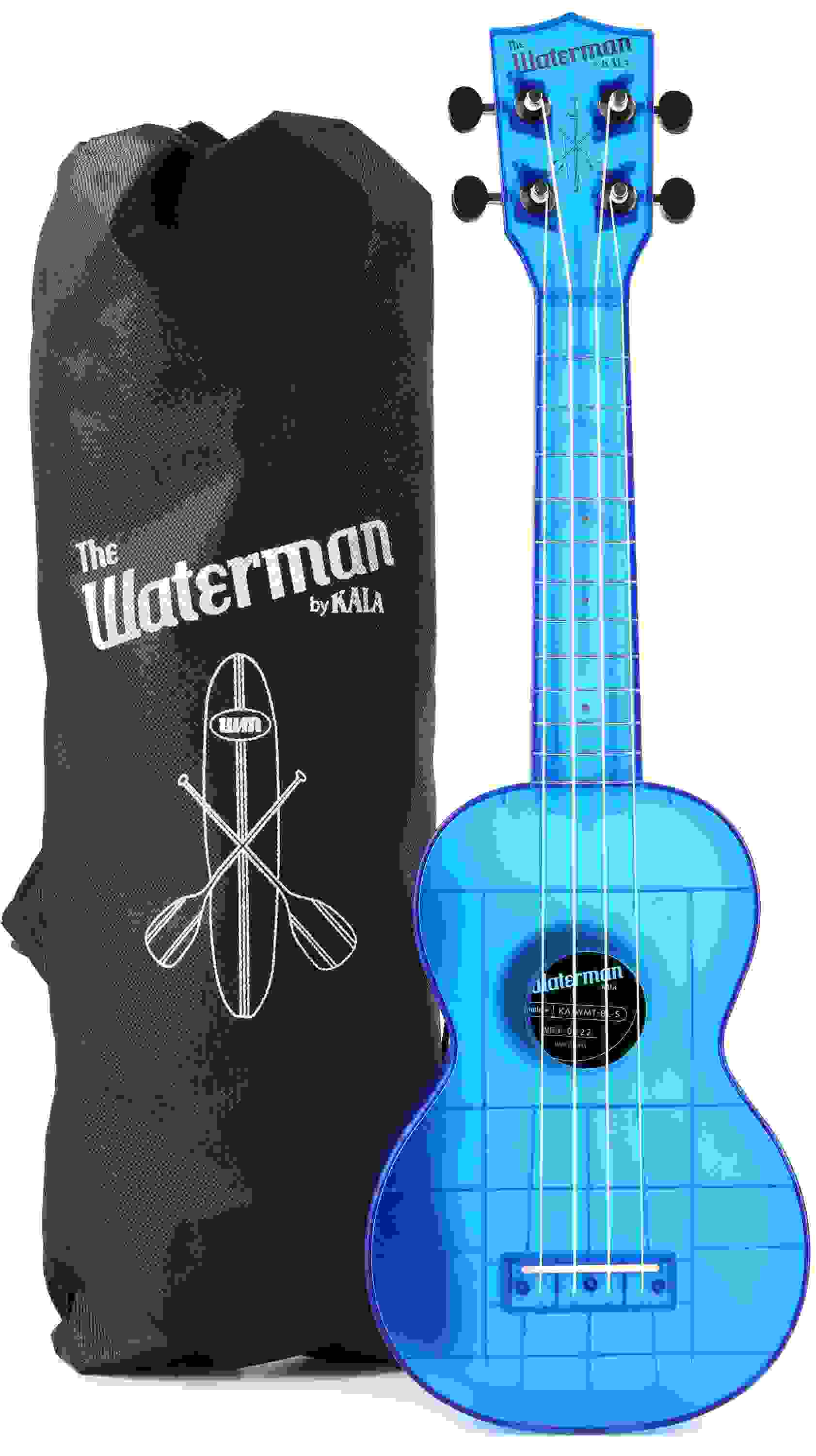 Kala Waterman Seaglass Collection Soprano Ukulele - Transparent Cobalt Blue