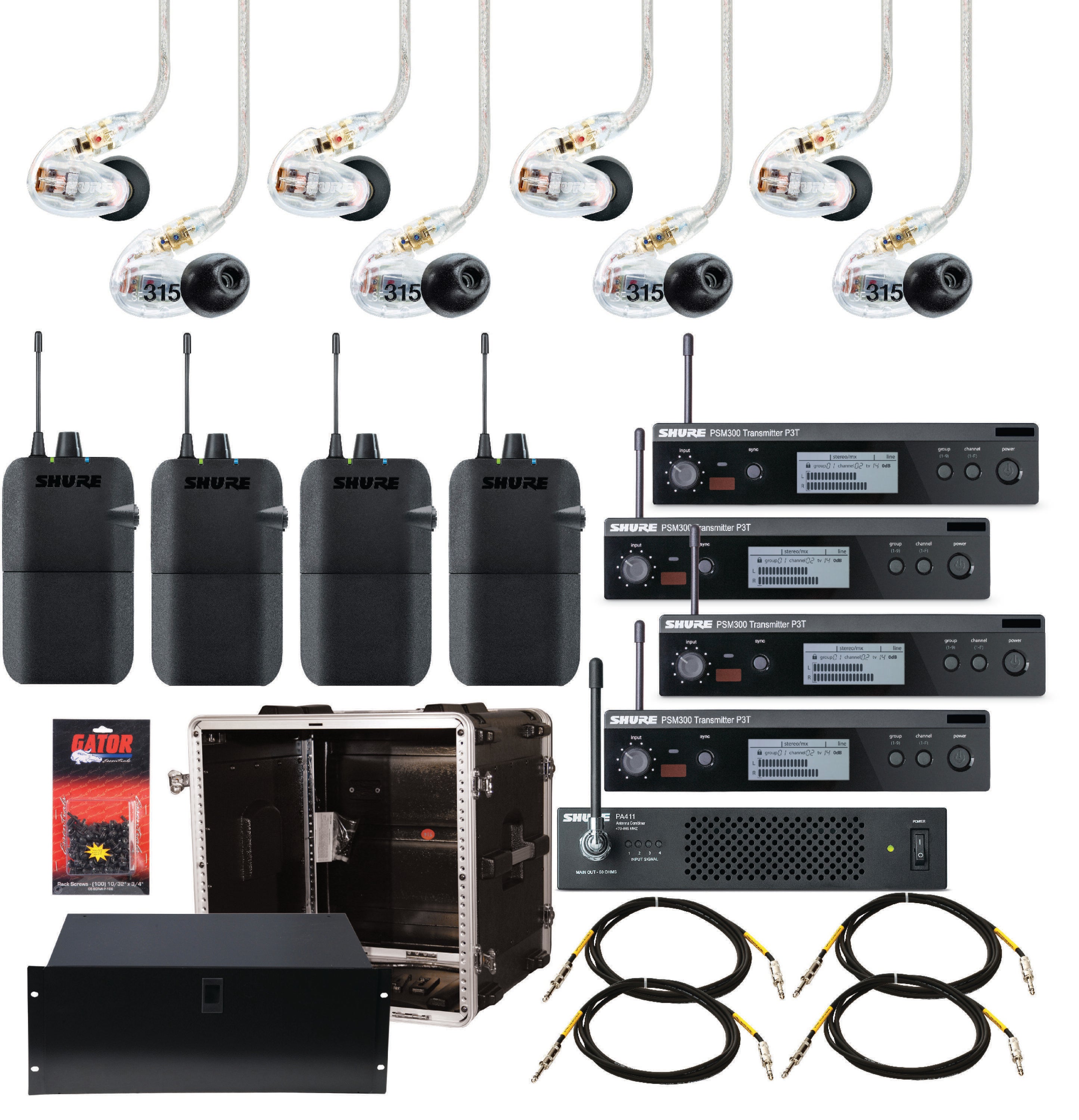 Shure PSM300 IEM Package - 4 Transmitters and 4 Receivers | Sweetwater