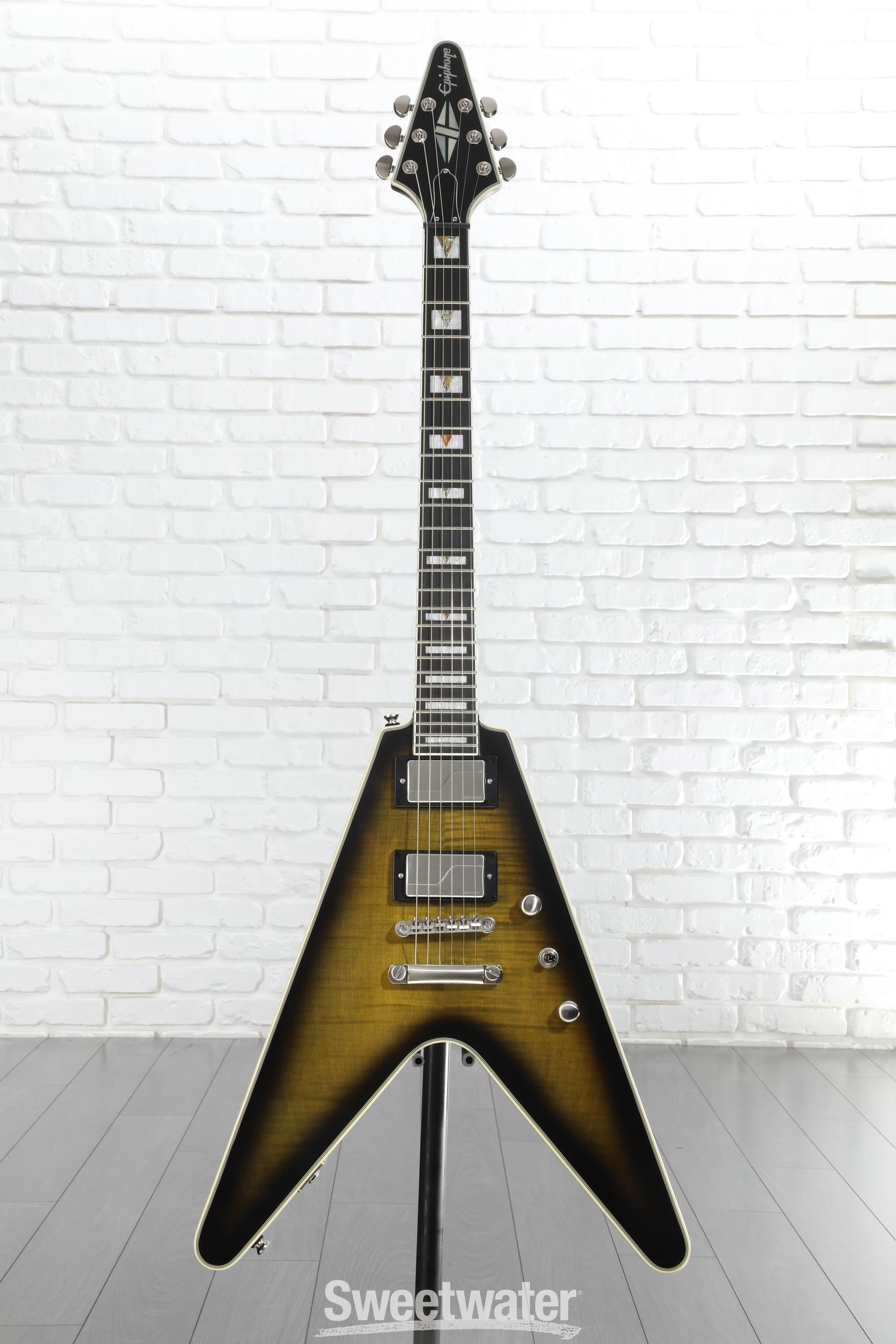 ギター Epiphone Flying V Amazon.com: Epiphone Inpsired by Gibson Custom 1958 Flying V, Aged
