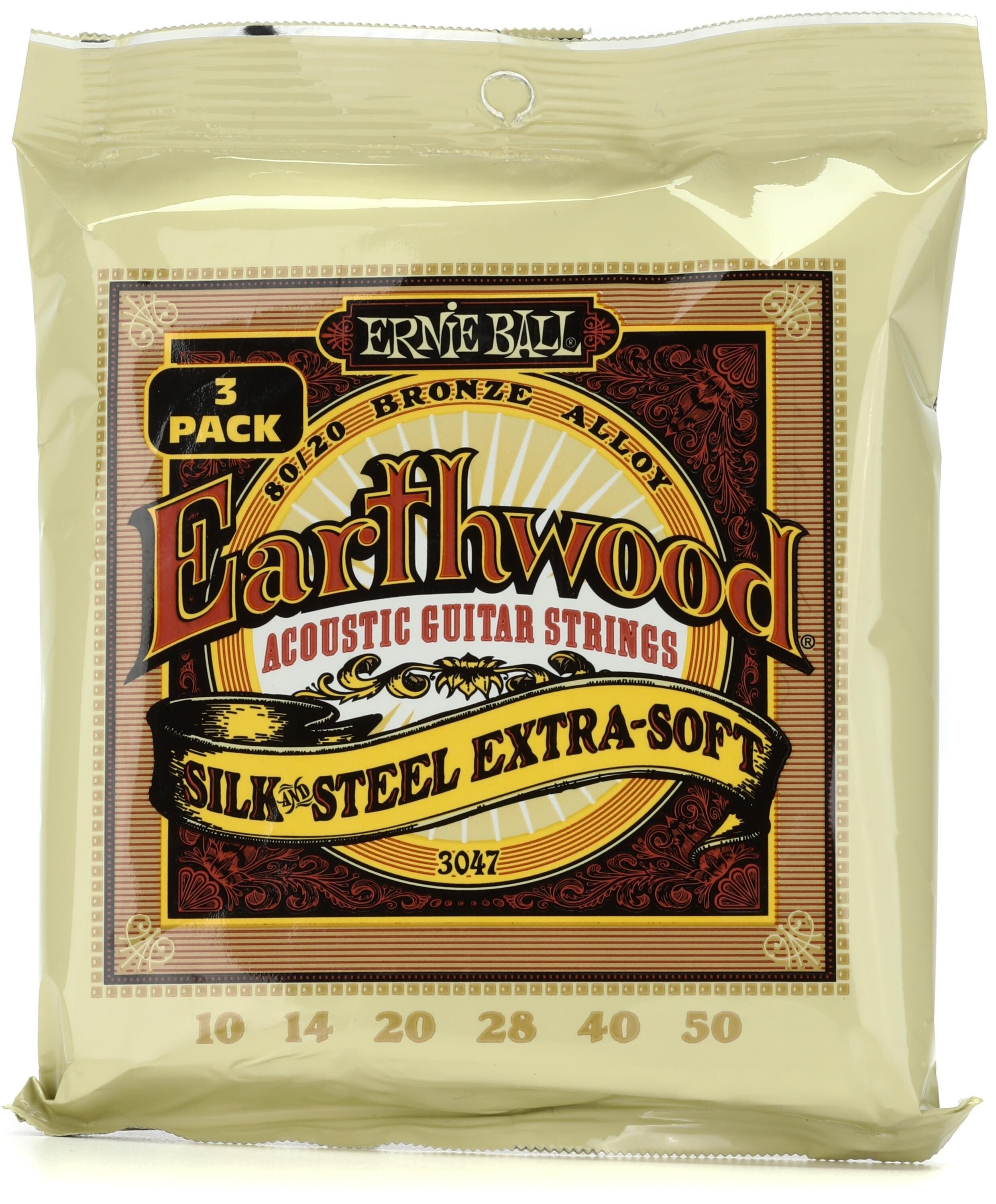 Ernie Ball 3047 Earthwood 80 20 Bronze Acoustic Guitar Strings