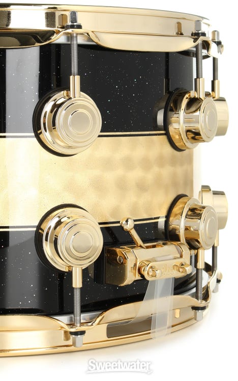 DW Collector's Series Snare Drum - 8 x 14-inch - Black Mirra with Gold Leaf Stripe