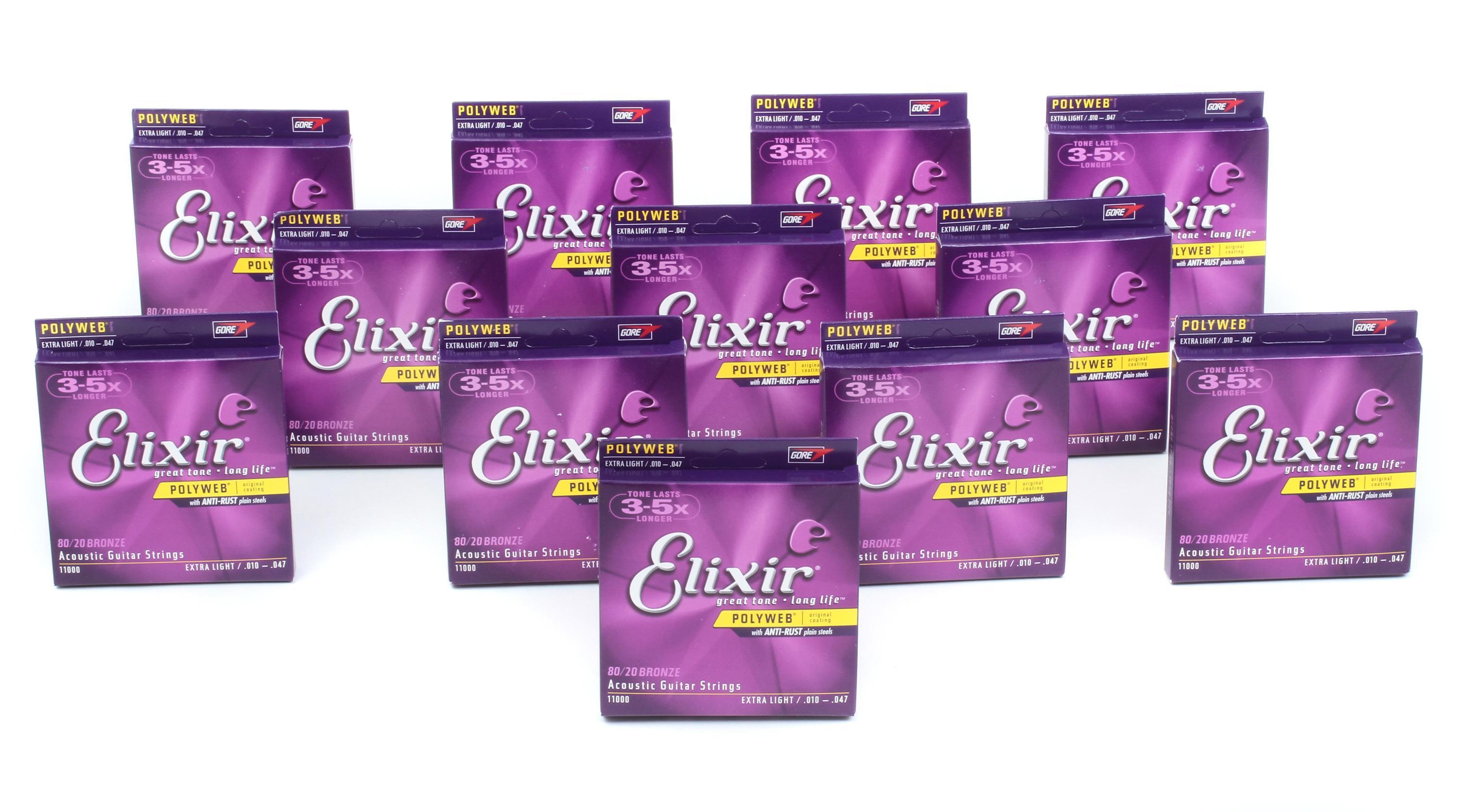 Elixir Strings 11000 Polyweb 80 20 Bronze Extra Light Acoustic