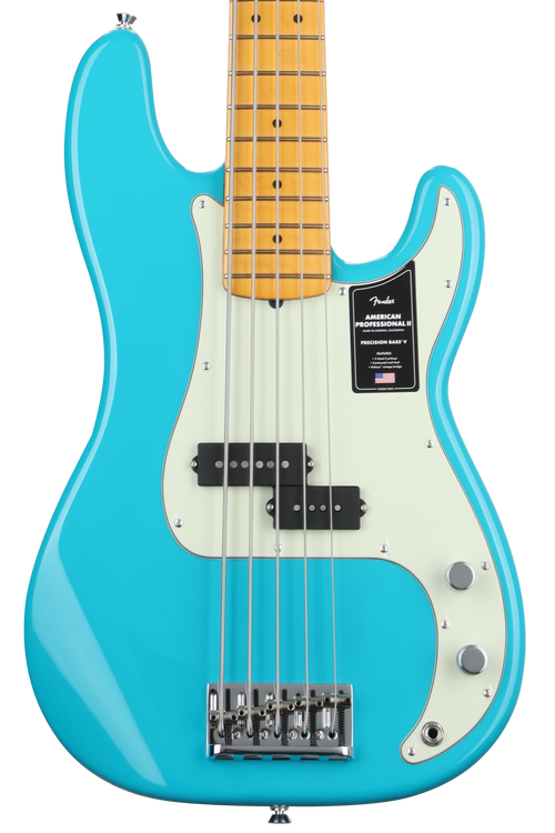 Fender American Professional II Precision Bass V - Miami Blue with Maple Fingerboard