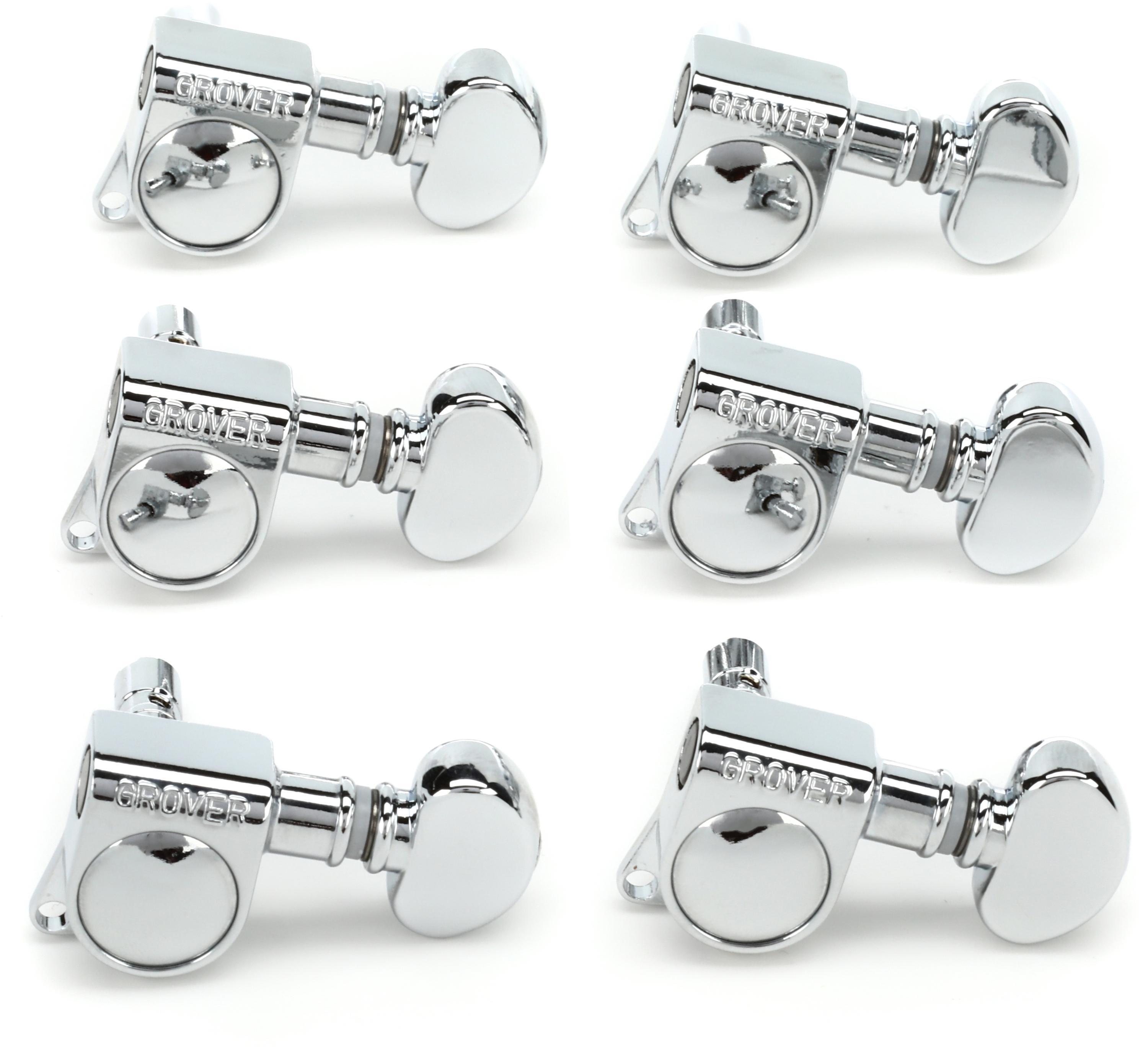 Grover 406c6 Mid Size Locking Rotomatics Tuning Machine Set 6 In Line Chrome Sweetwater