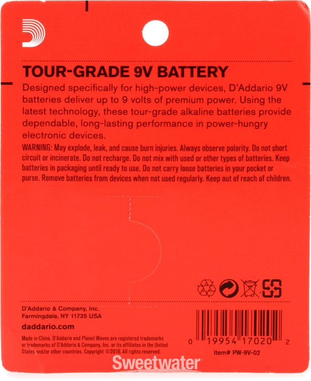 D'ADDARIO PW-9V-02 Batteria