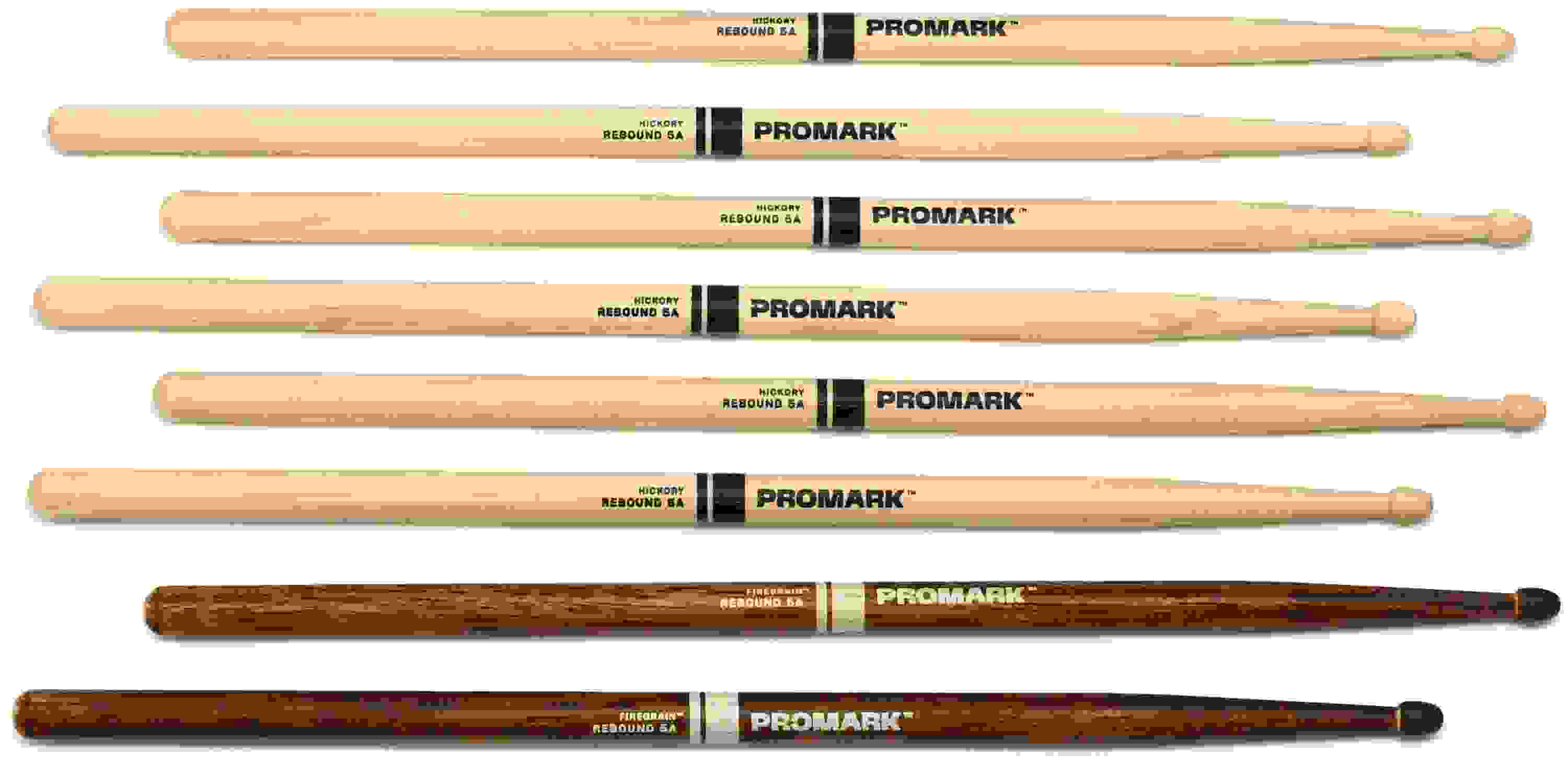 Promark Select Balance Rebound Hickory Drumsticks - 0.565-inch - Acorn Tip - FireGrain Bonus 4-pack