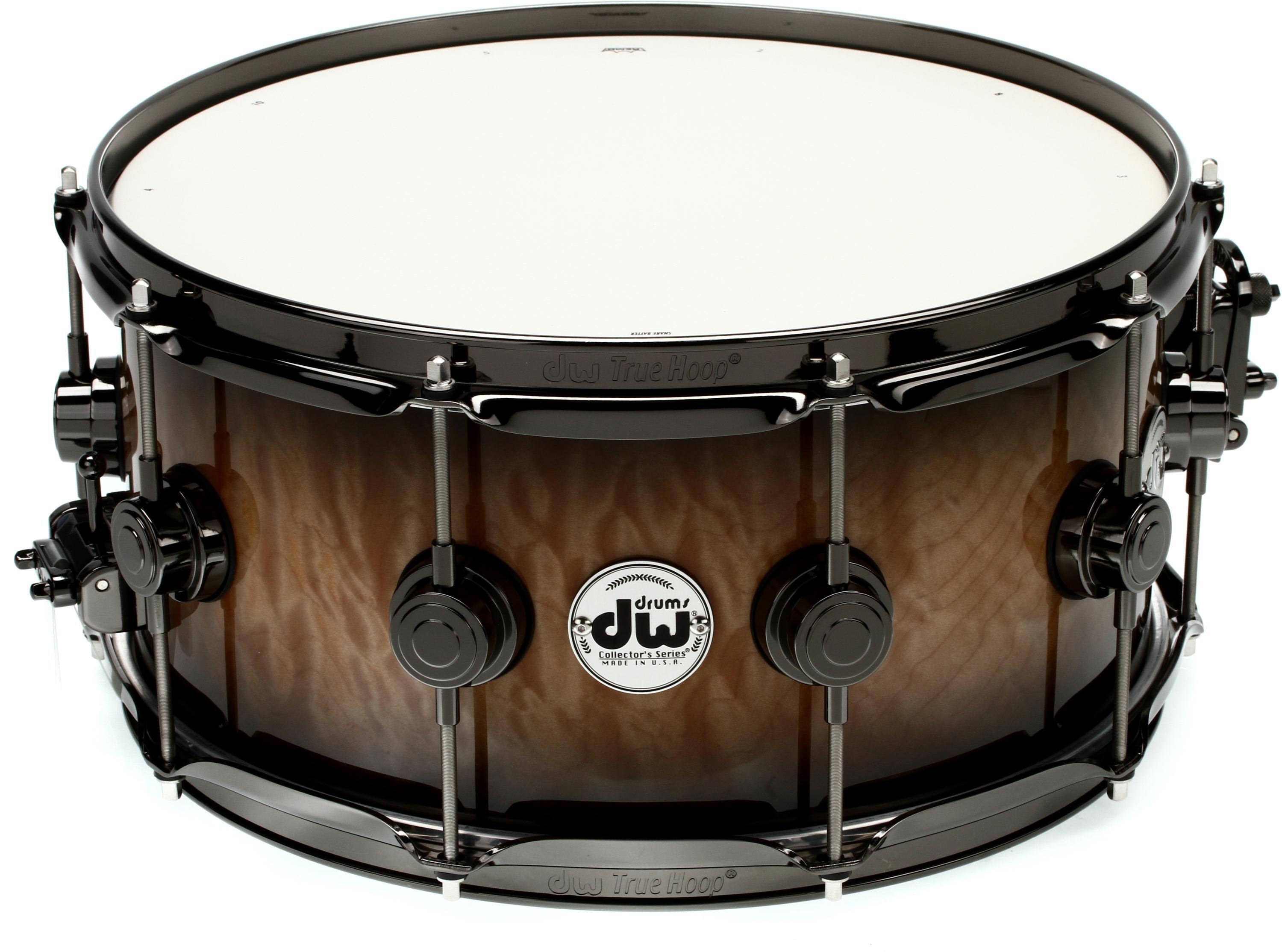 DW Collector's Series Exotic Snare Drum - 6.5 x 14 inch - Quick Candy Black  Burst over Quilted Maple