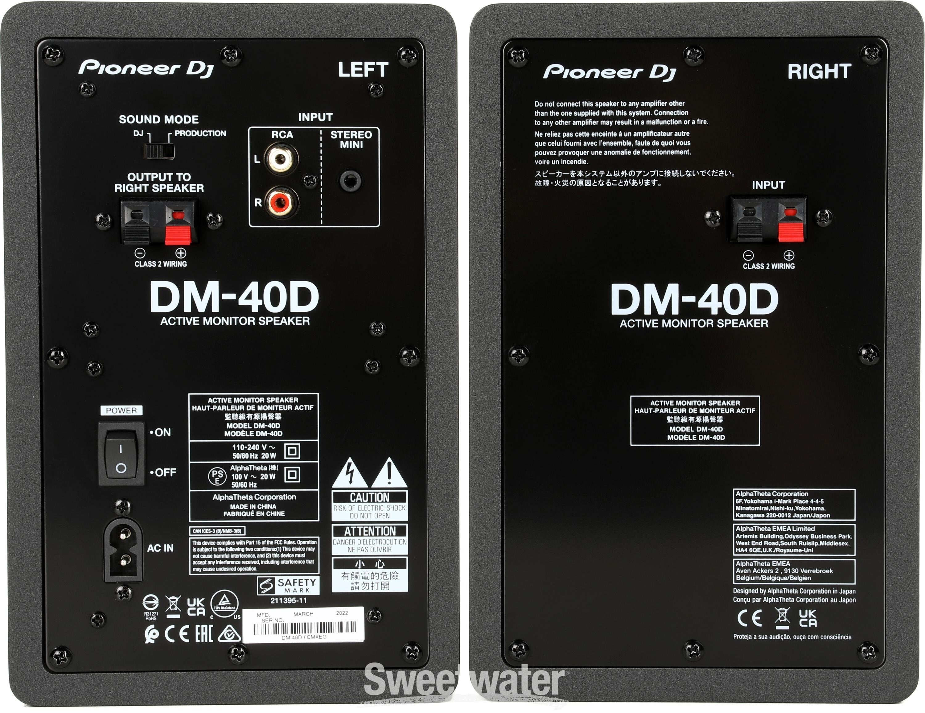 Pioneer DJ DM-40D 4-inch Desktop Active Monitor Speaker - Black 