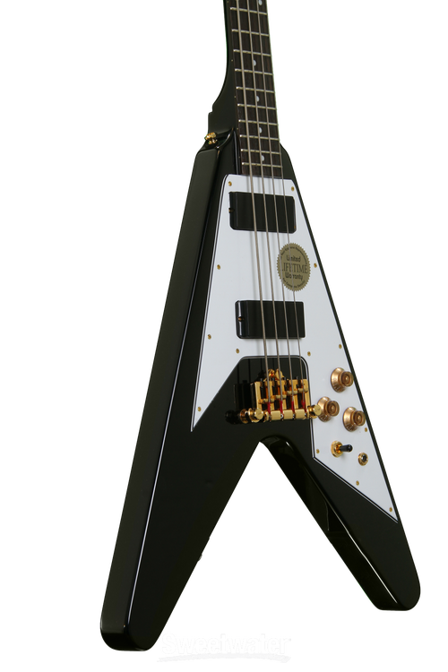 Epiphone Korina Flying V Bass LTD - Ebony | Sweetwater Epiphone Korina Flying V Bass LTD - Ebony | Sweetwater