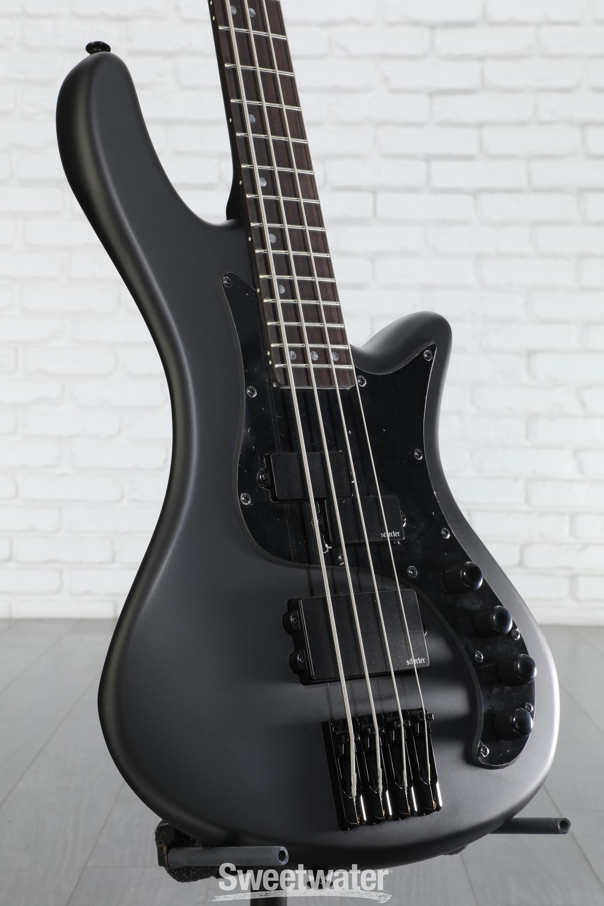 Schecter Stiletto Stealth 4 Bass Guitar - Satin Black | Sweetwater