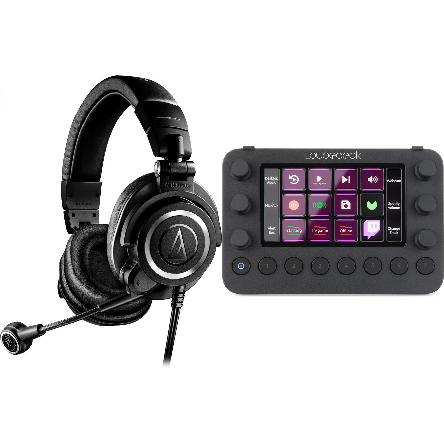 Audio-Technica ATH-M50xSTS-USB StreamSet USB Streaming Headset and  Loupedeck Live Bundle