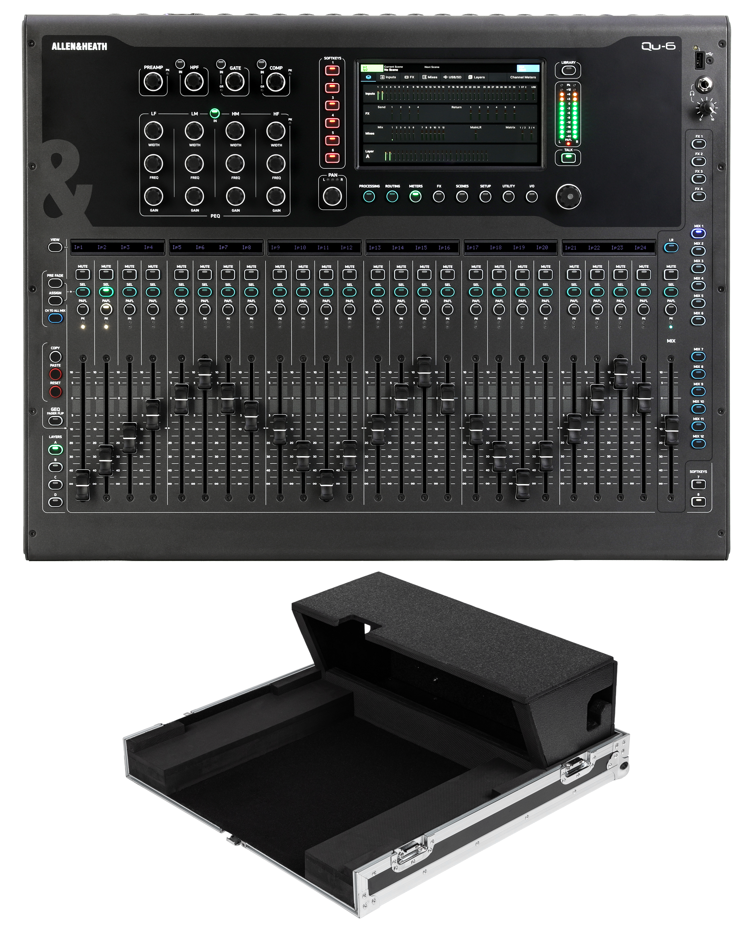 Photo of Allen & Heath Qu-6 38-channel Digital Mixer and Flight Case with Doghouse