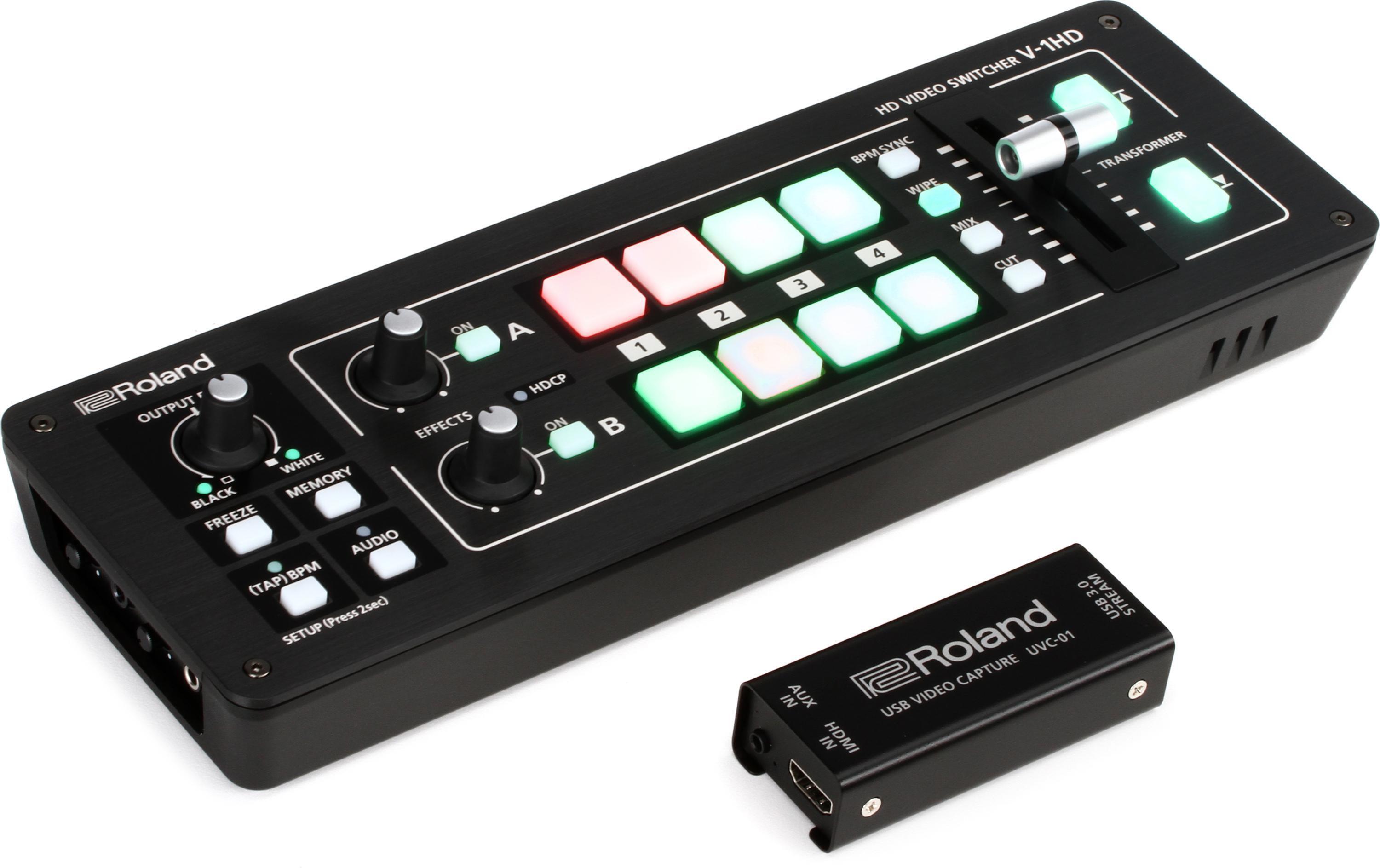 Roland V-1HD STR 4-channel HD Video Switcher Livestreaming Bundle 