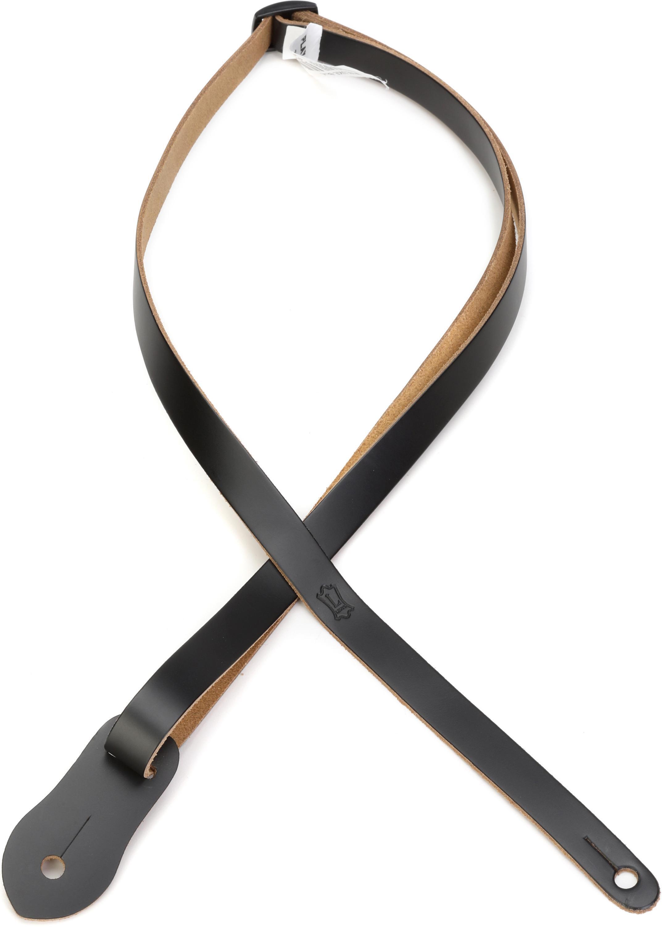 Photo of Levy's M19LUKE Chrome-Tan Leather Guitar Strap - Black