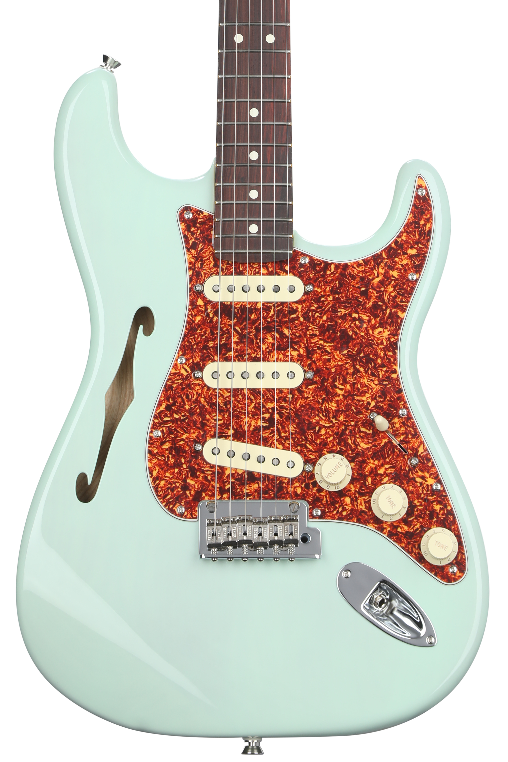Fender American Professional II Thinline Stratocaster Electric Guitar - Transparent Surf Green