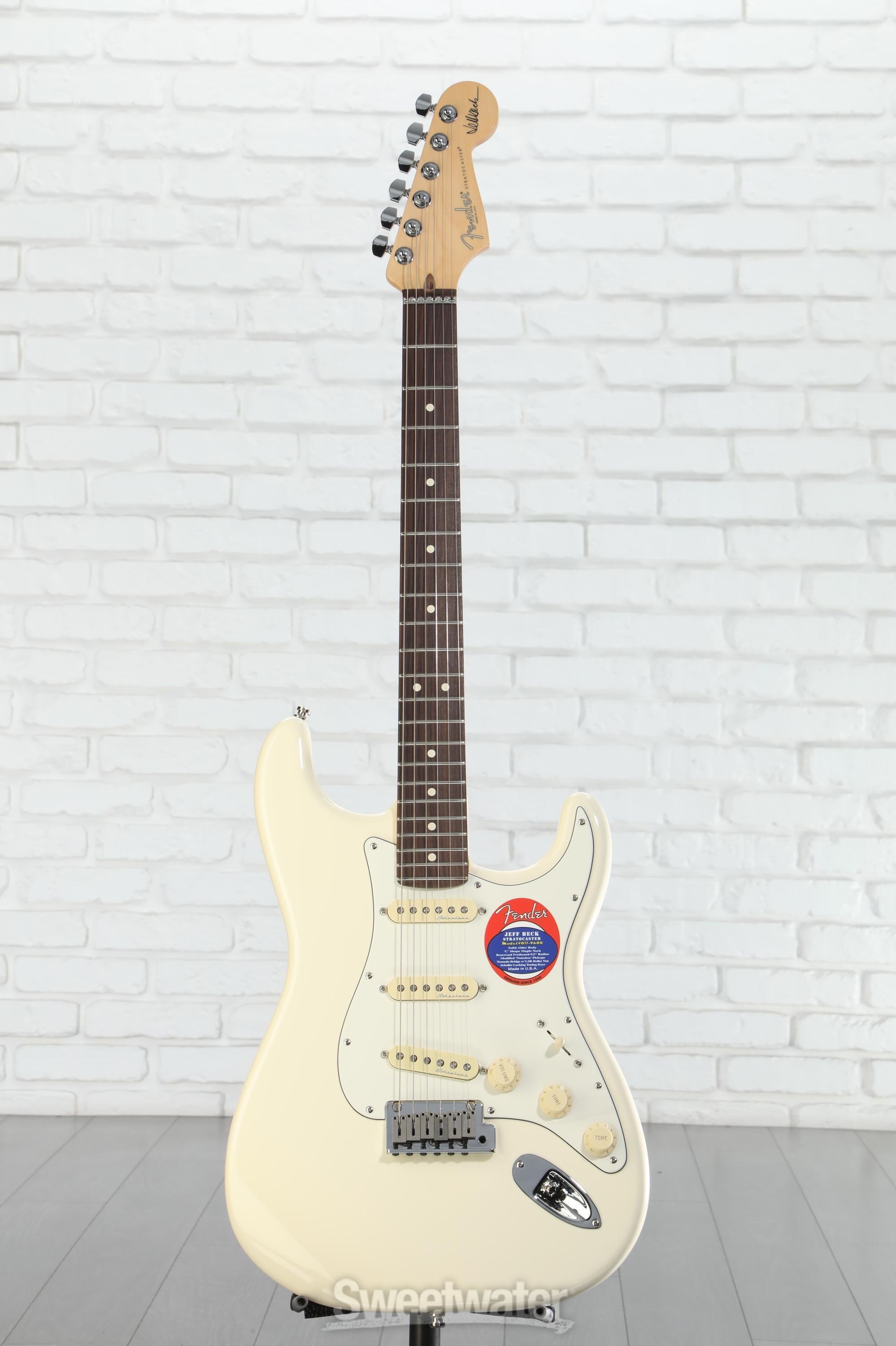 ギター Fender USA Jeff Beck Stratocaster Fender Jeff Beck Stratocaster - Olympic White with Rosewood