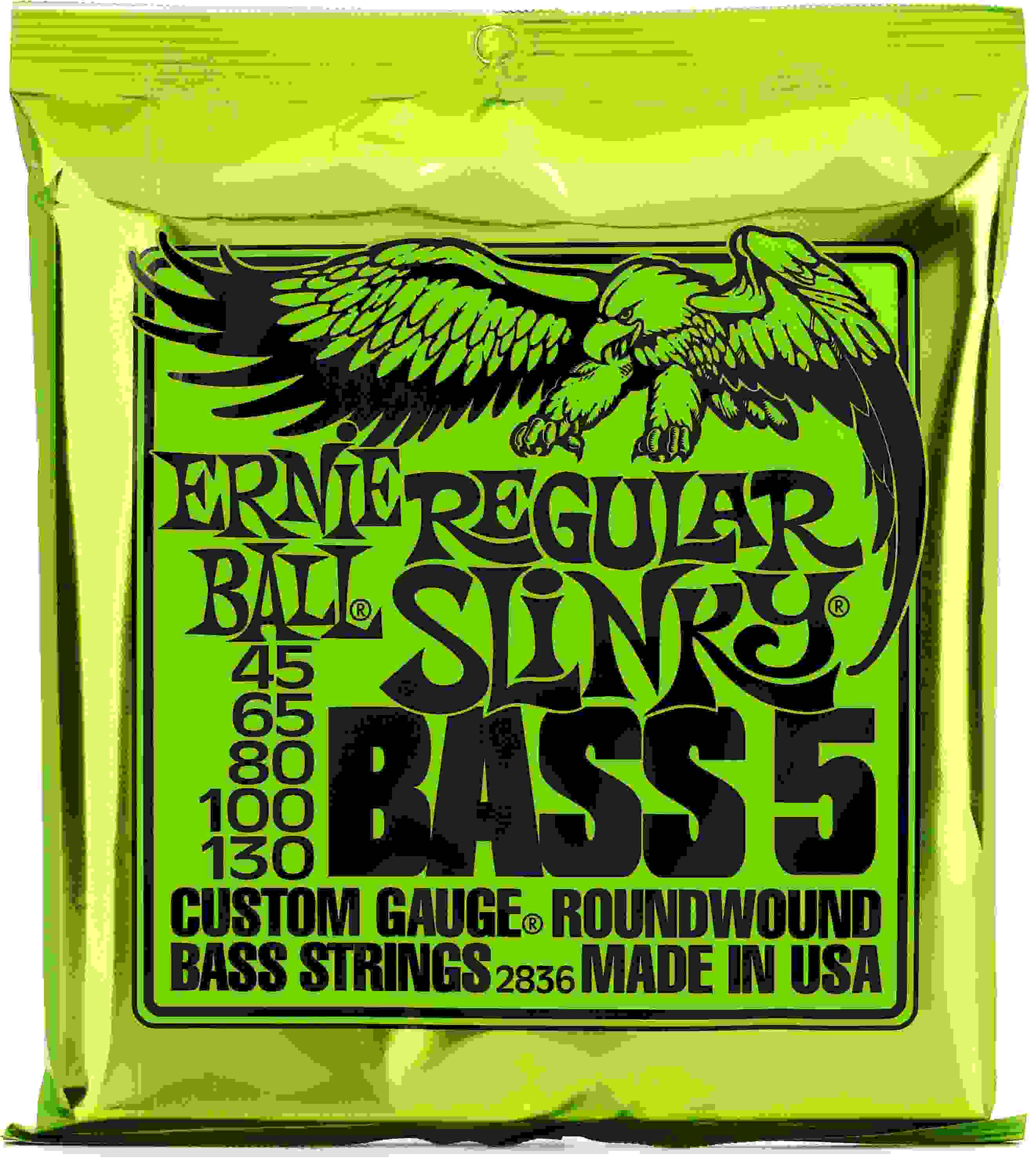 Ernie Ball 2836 Regular Slinky Nickel Wound Electric Bass Guitar Strings - .045-.130 5-string