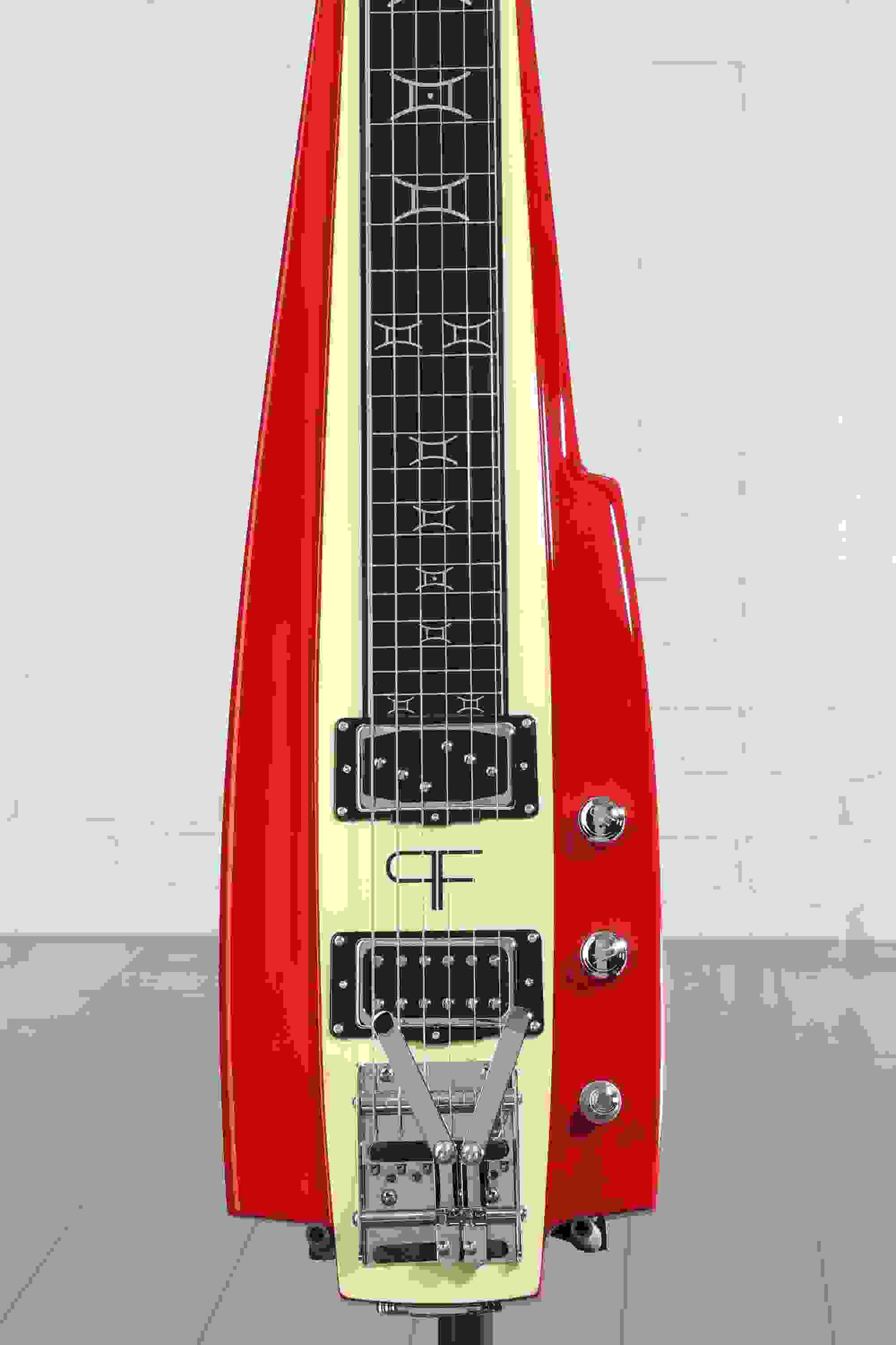 Duesenberg Alliance Series Paul Franklin Lapsteel - Red and Vintage White