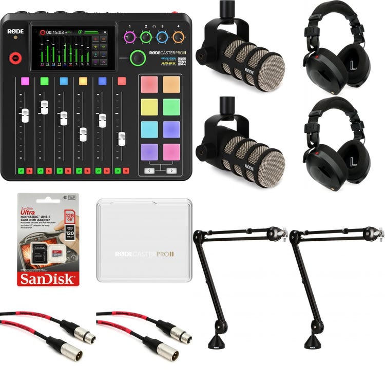 Rode Rodecaster Pro II and PodMic 2 Person Podcast Kit