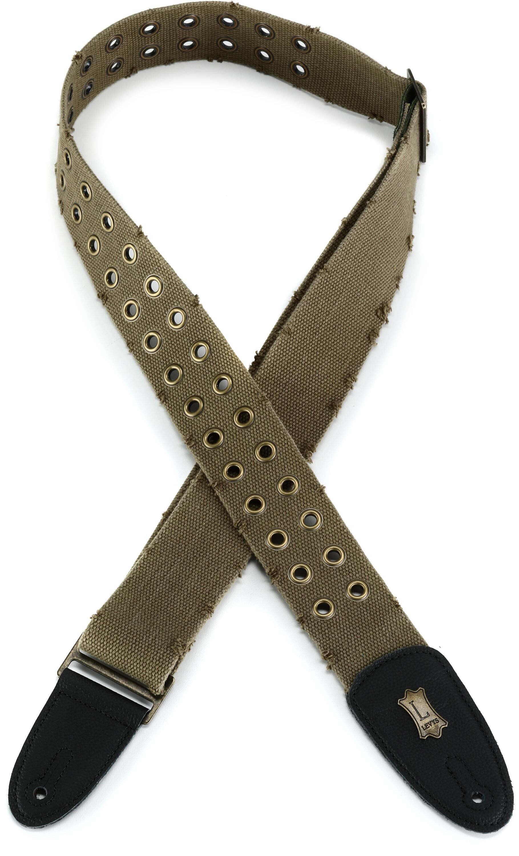 MC8TWEY Worn Torn Cotton Guitar Strap - Green - Sweetwater