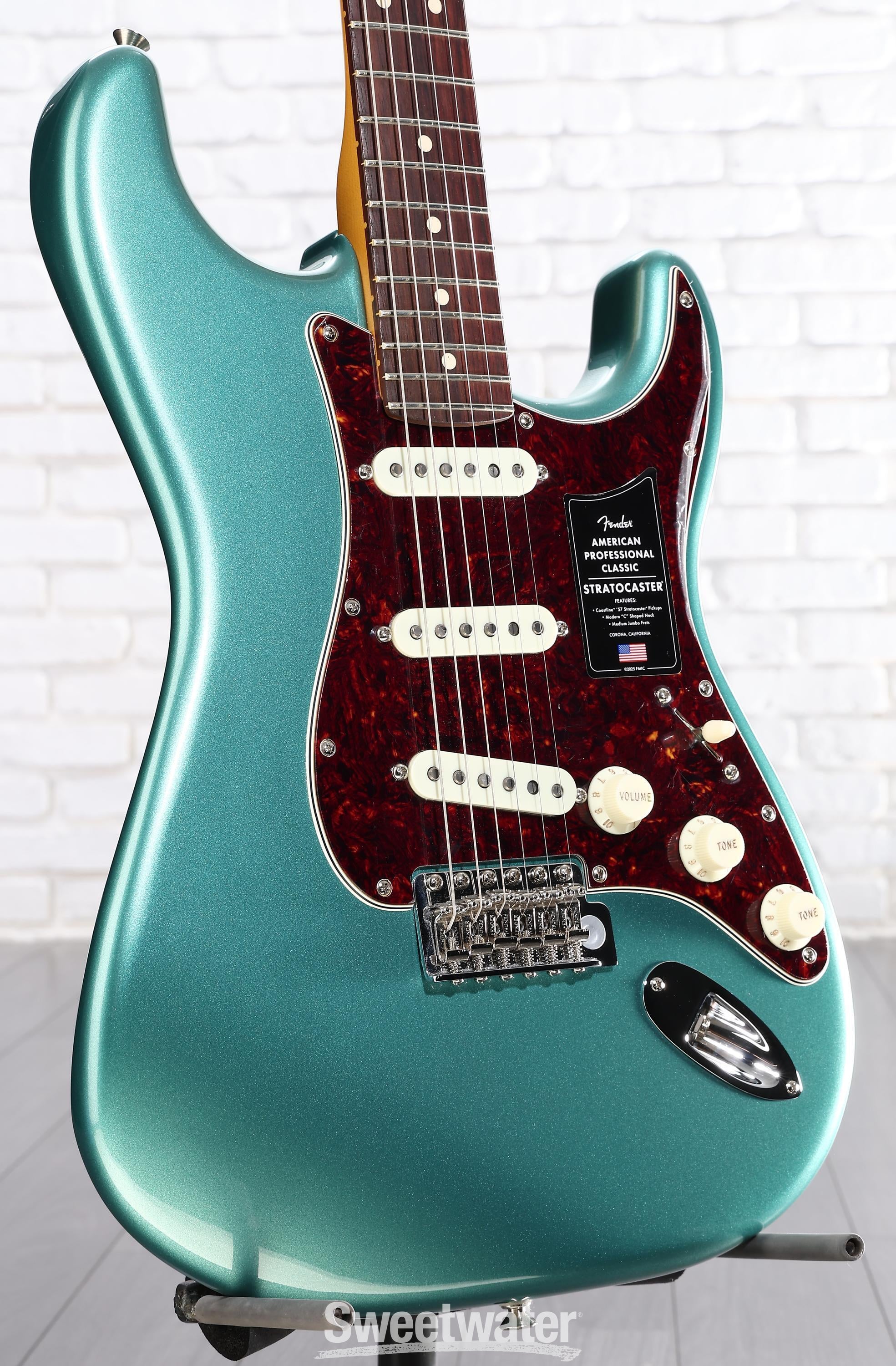 Photo of Fender American Professional Classic Stratocaster Electric Guitar - Faded Sherwood Green Metallic