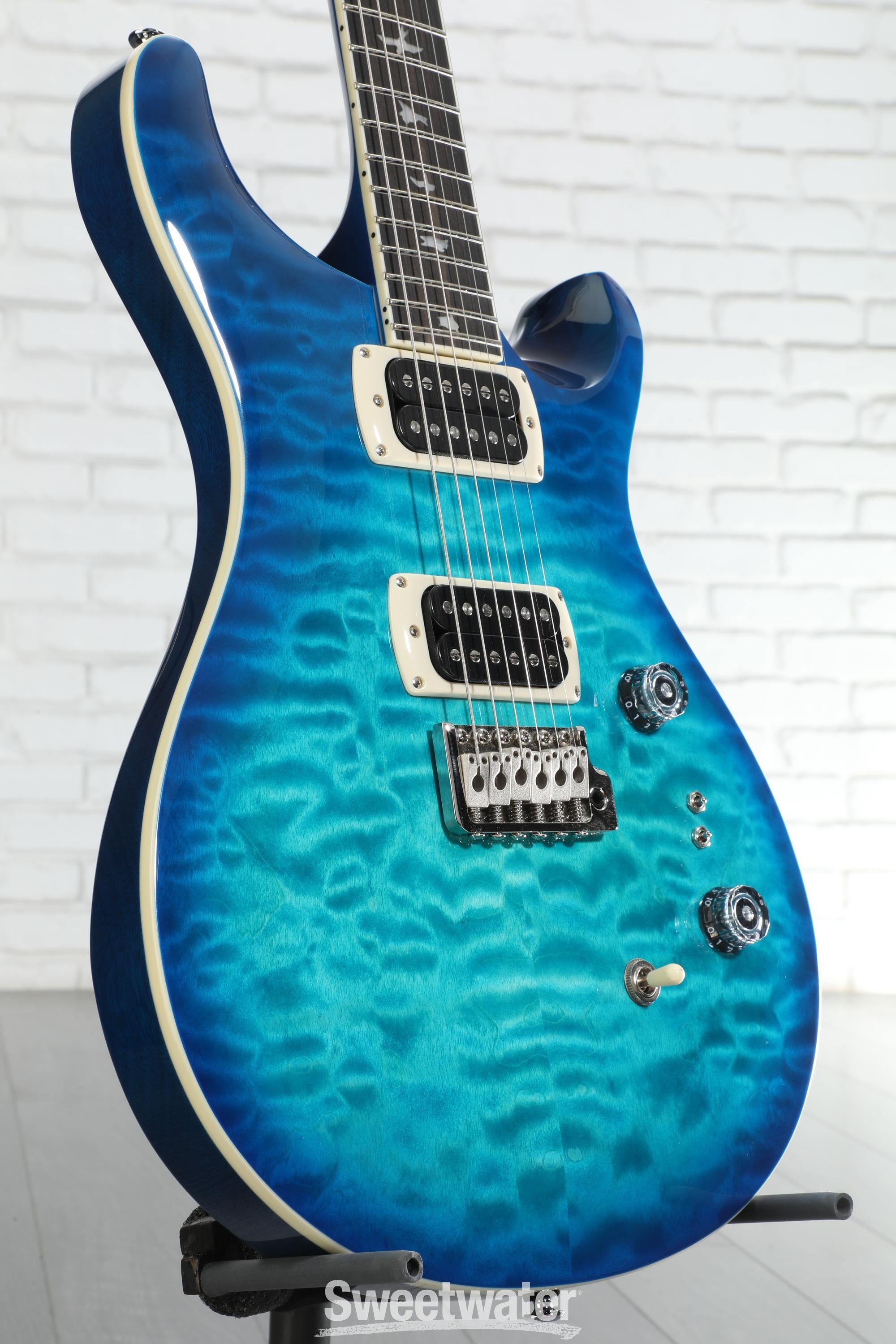 PRS SE Custom 24-08 Quilt Electric Guitar - Lake Blue | Sweetwater