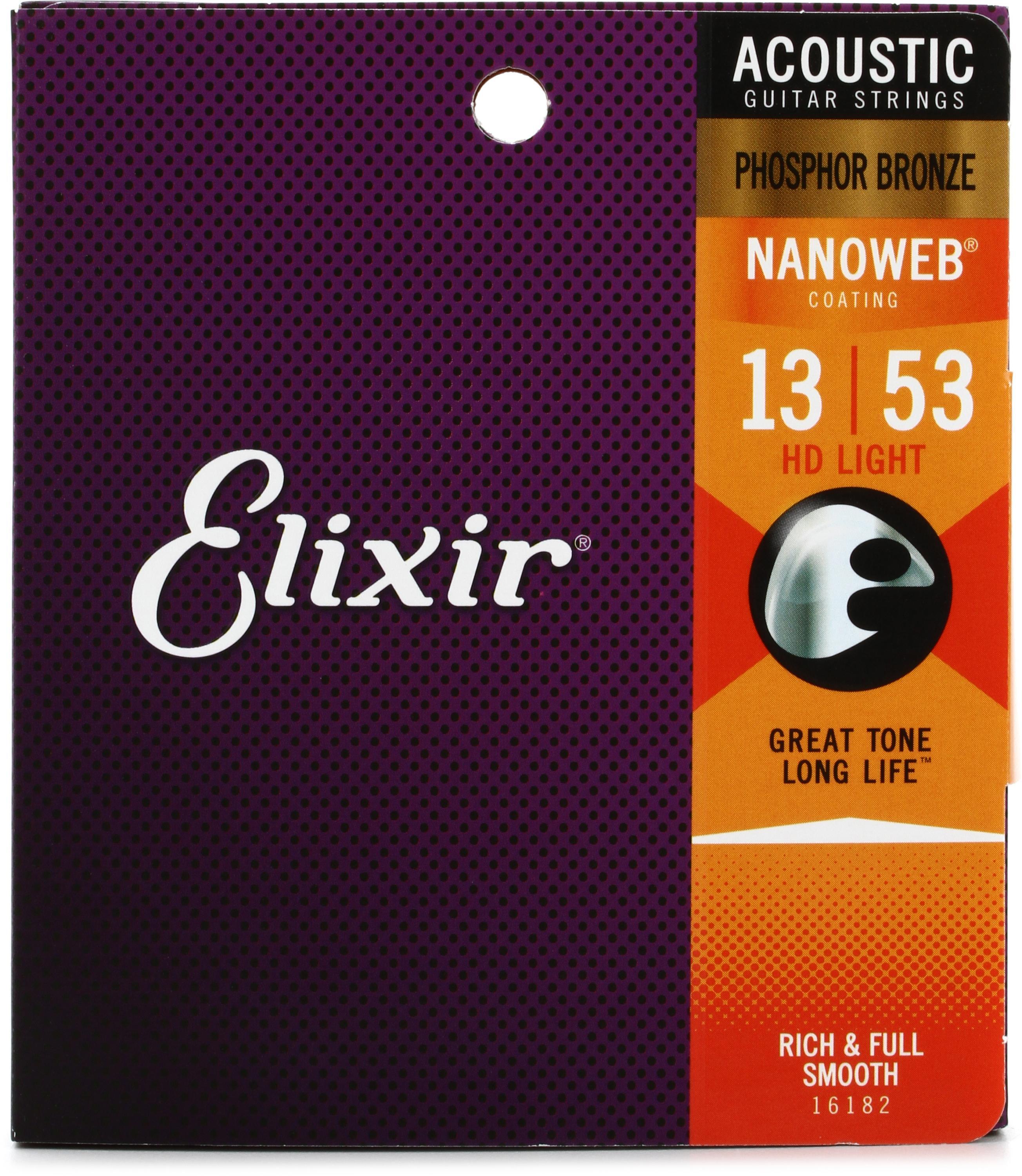 Bundled Item: Elixir Strings 16182 Nanoweb Phosphor Bronze Acoustic Guitar Strings - .013-.053 HD Light
