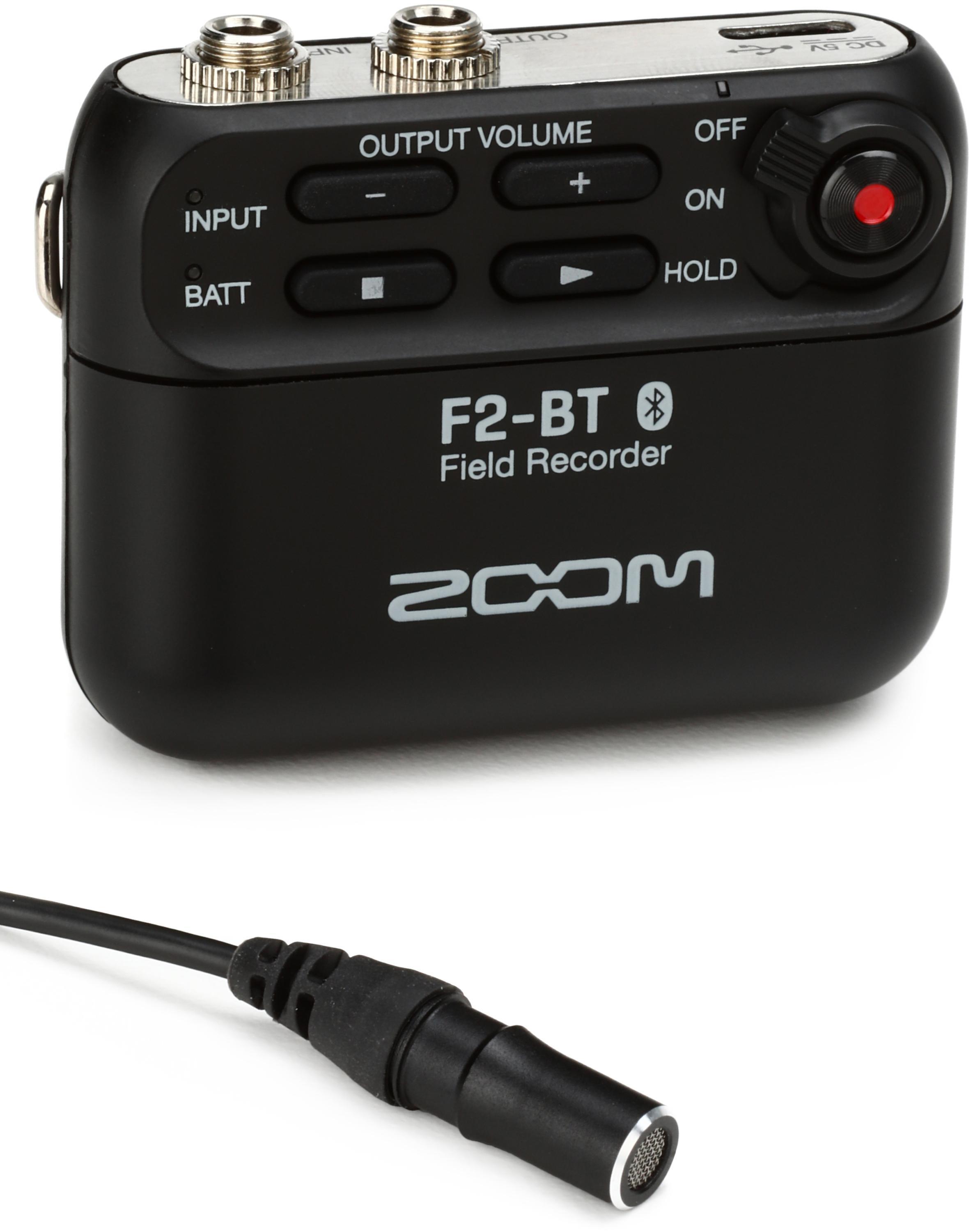 Zoom F2 Field Recorder with Lavalier Microphone and Bluetooth Control