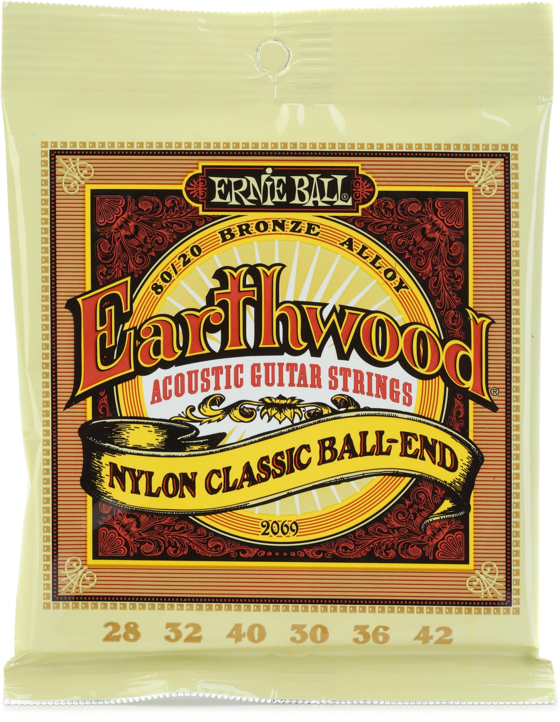 Ernie Ball Earthwood 80/20 Bronze Folk Nylon Classic Ballend Guitar