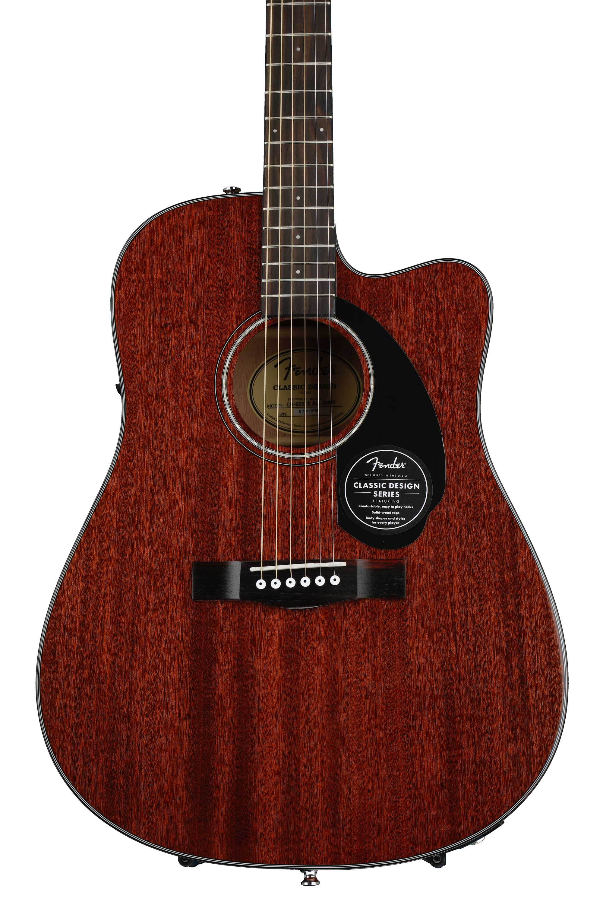 Fender CD-60SCE All Mahogany Dreadnought Acoustic Guitar | Sweetwater