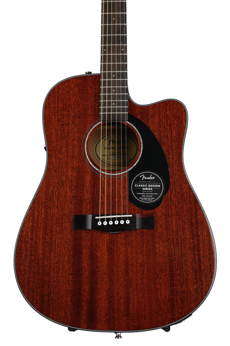 Fender CD-60SCE All Mahogany Dreadnought Acoustic Guitar | Sweetwater