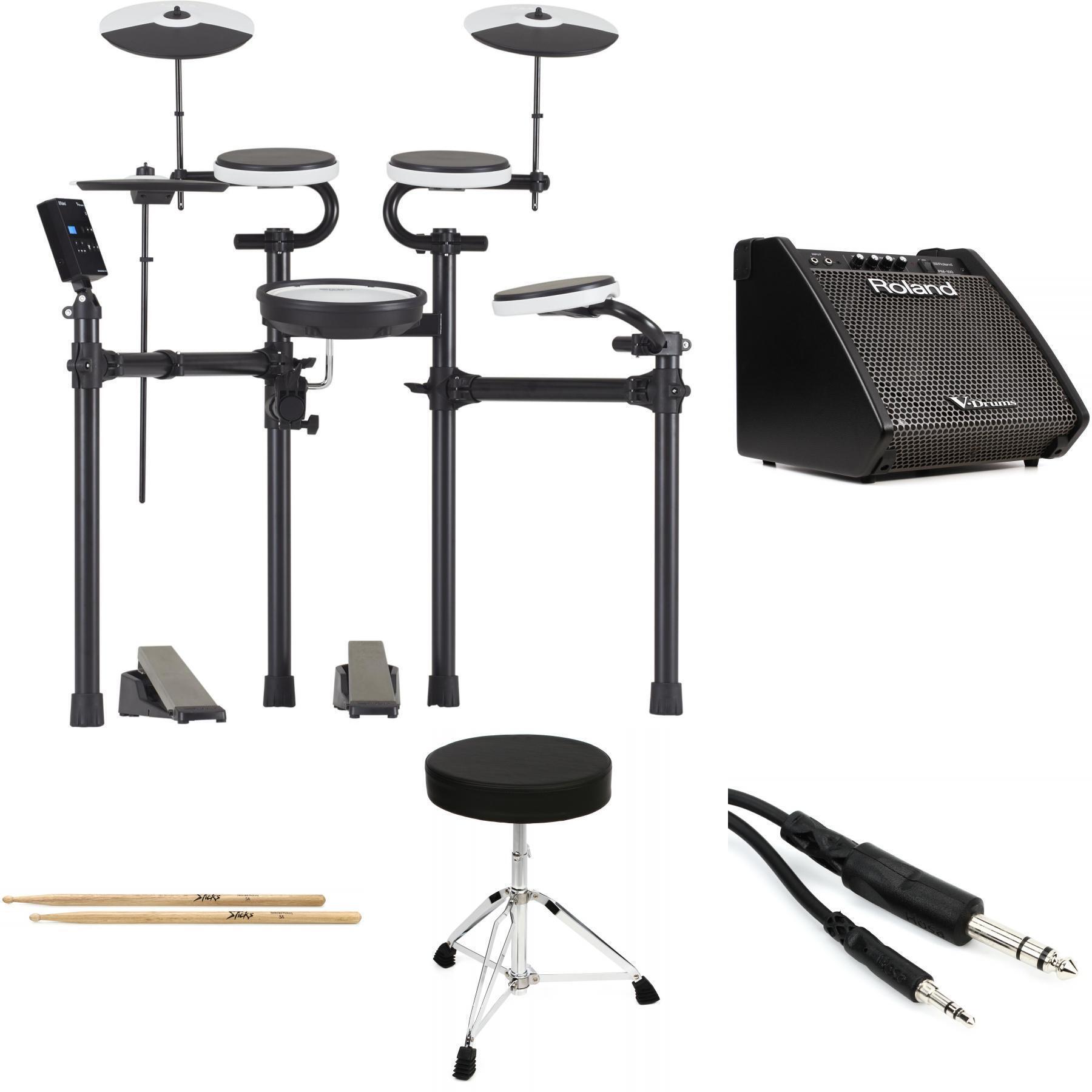 Roland V-Drums TD-02KV Electronic Drum Set Monitor Essentials Bundle