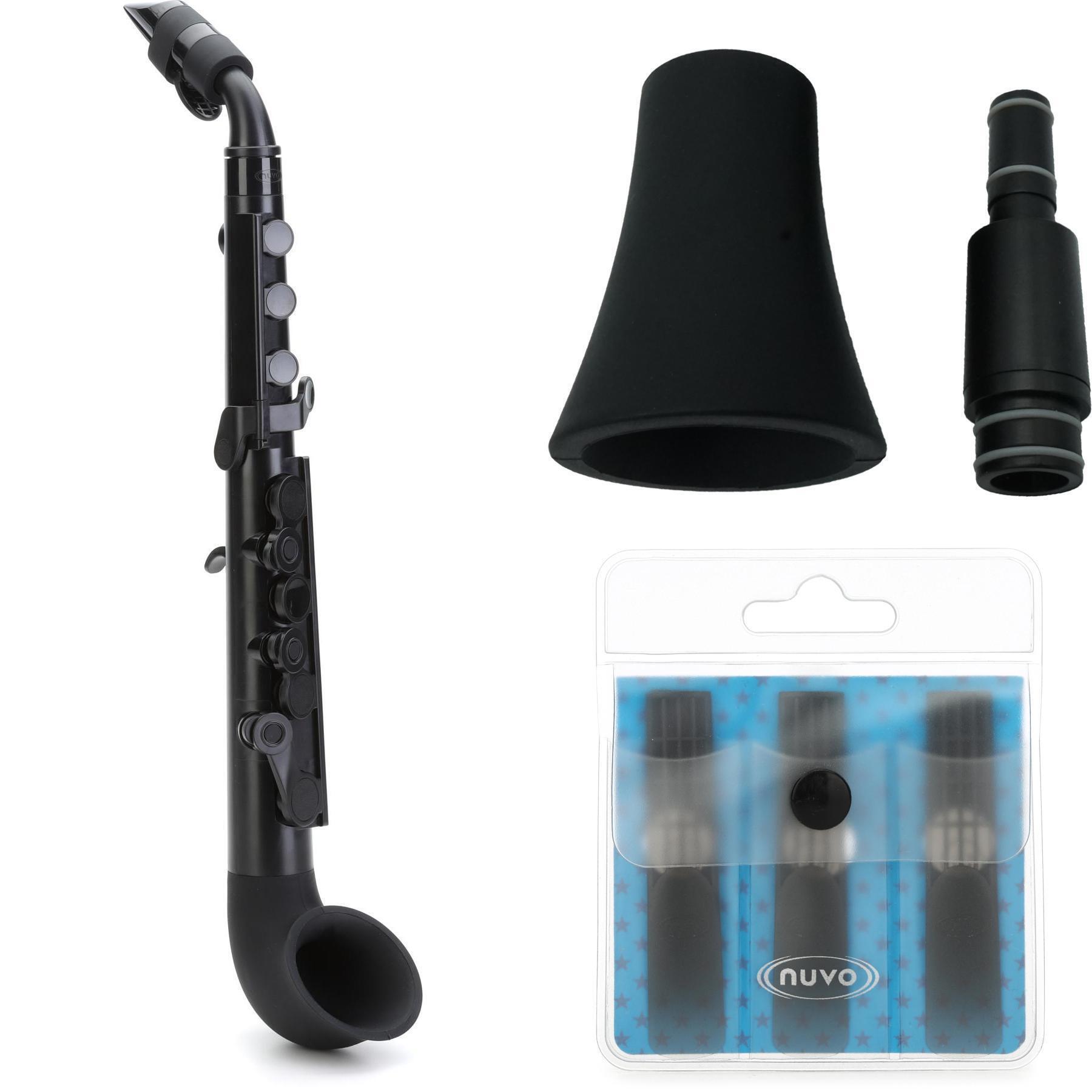 Nuvo jSax with Straight Bell, Neck, and 1.5 Strength Synthetic Reeds- Black