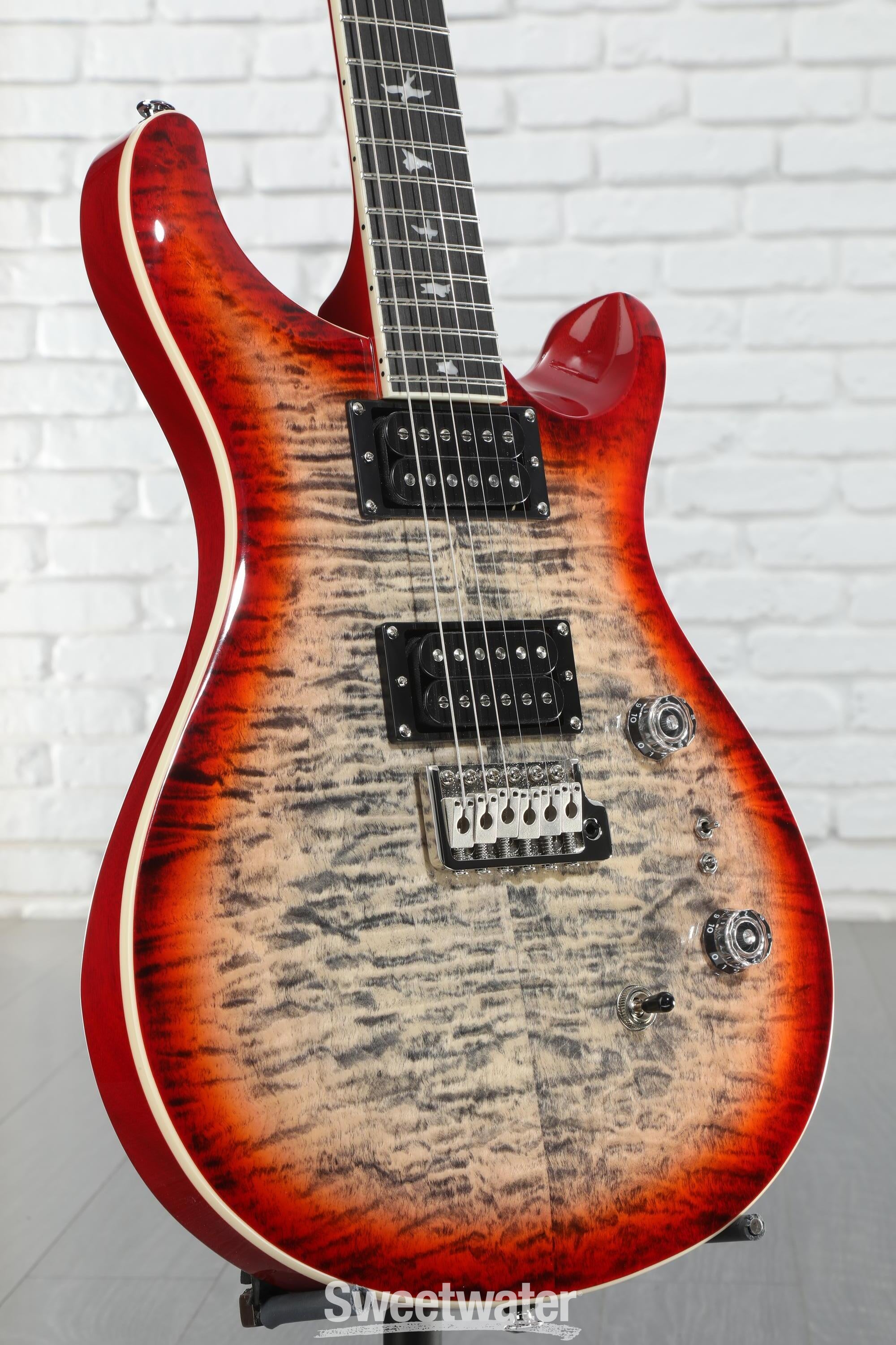 PRS SE Custom 24-08 Quilt Electric Guitar - Charcoal Cherry
