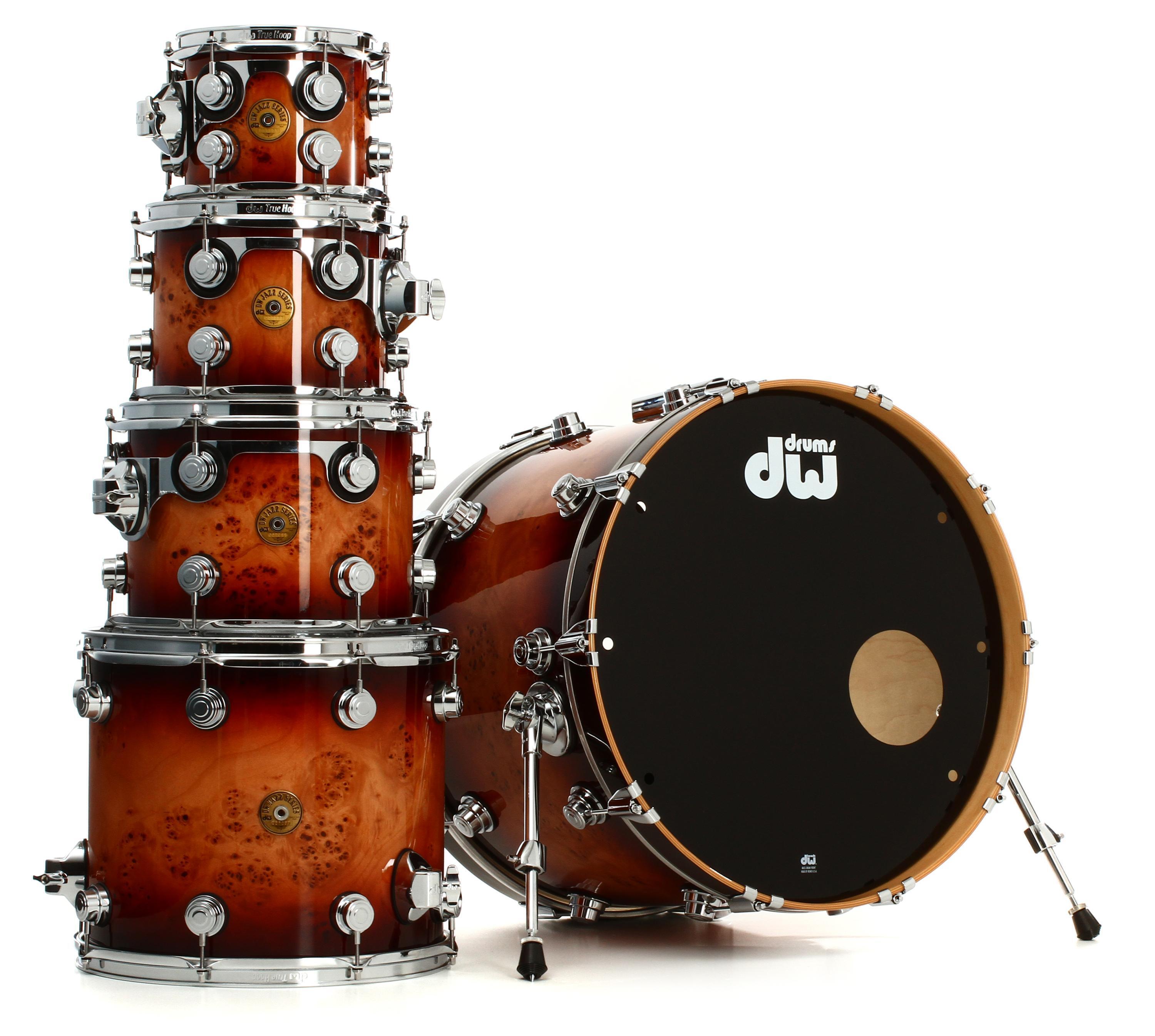 DW Collector's Jazz Series 5-piece Shell Pack - Deep Rich Red Burst over  Exotic Mapa Burl