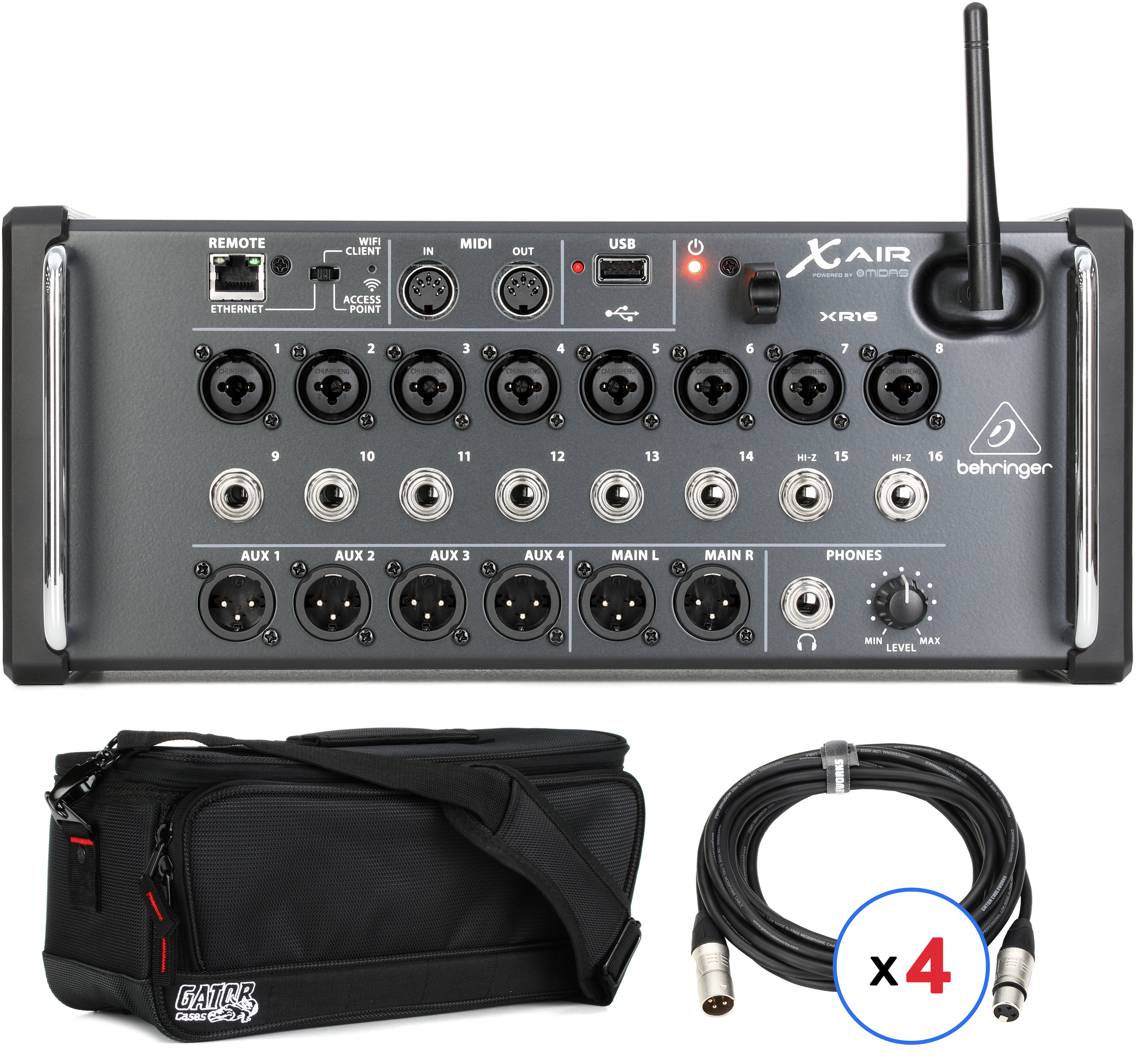 【Behringer X AIR XR16 デジタルミキサー+GATORケース】 Behringer X Air XR16 Digital Mixer with Case and Cables