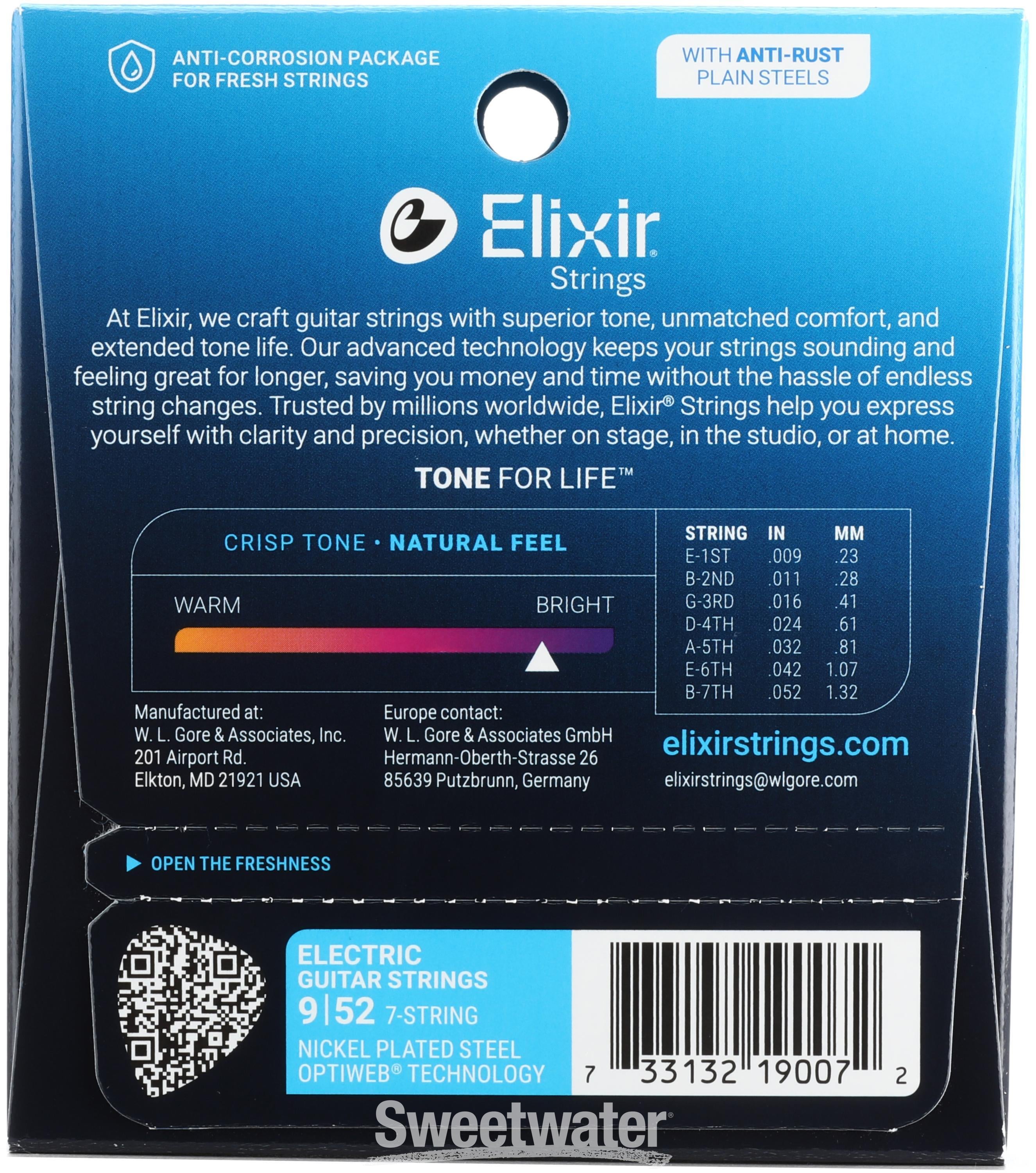 Elixir Strings 19007 Optiweb Electric Guitar Strings - .009-.052