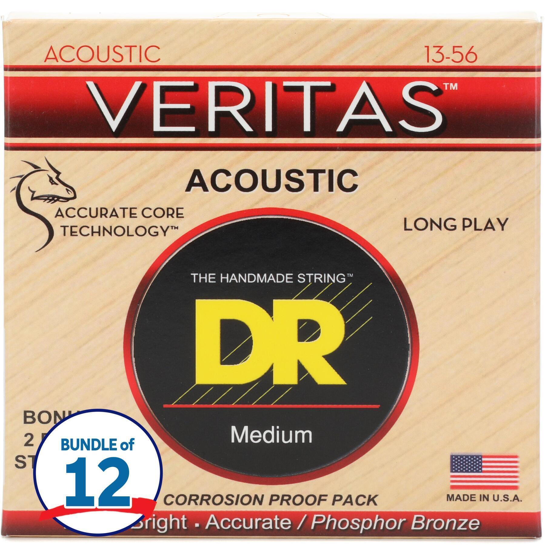 Photo of DR Strings VTA-13 Veritas Phosphor Bronze Acoustic Guitar Strings - .013-.056 Medium (12 Pack)