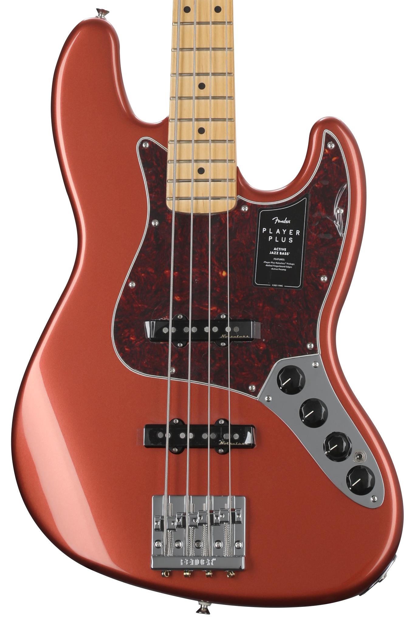 Fender Player Plus Active Jazz Bass - Aged Candy Apple Red with Maple  Fingerboard