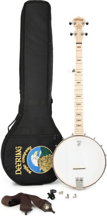 Deering Goodtime Open-back 5-String Banjo Pack Blonde Satin