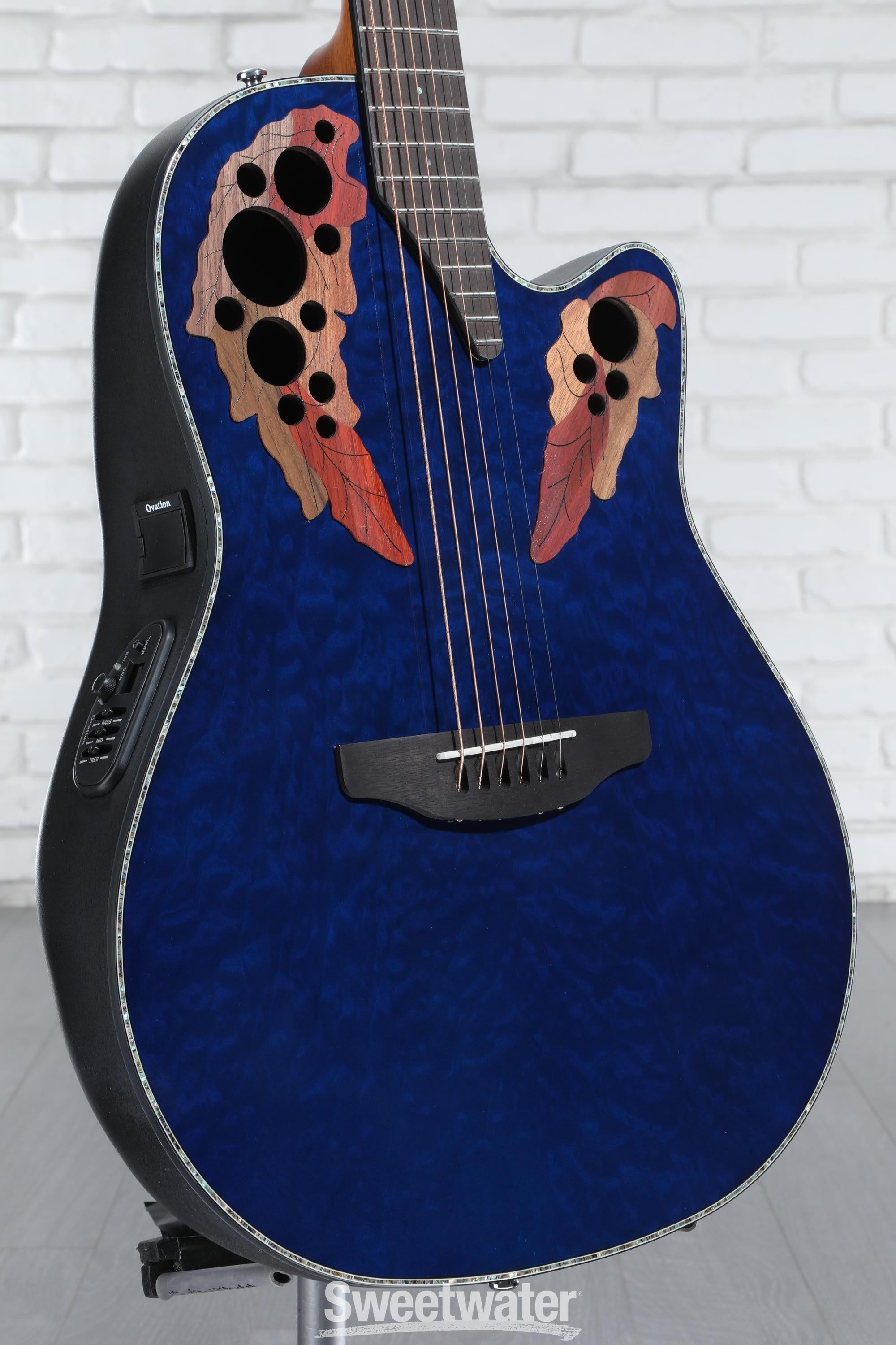 Ovation Celebrity Elite Plus CE44P-8TQ Mid-Depth Acoustic-Electric Guitar -  Caribbean Blue