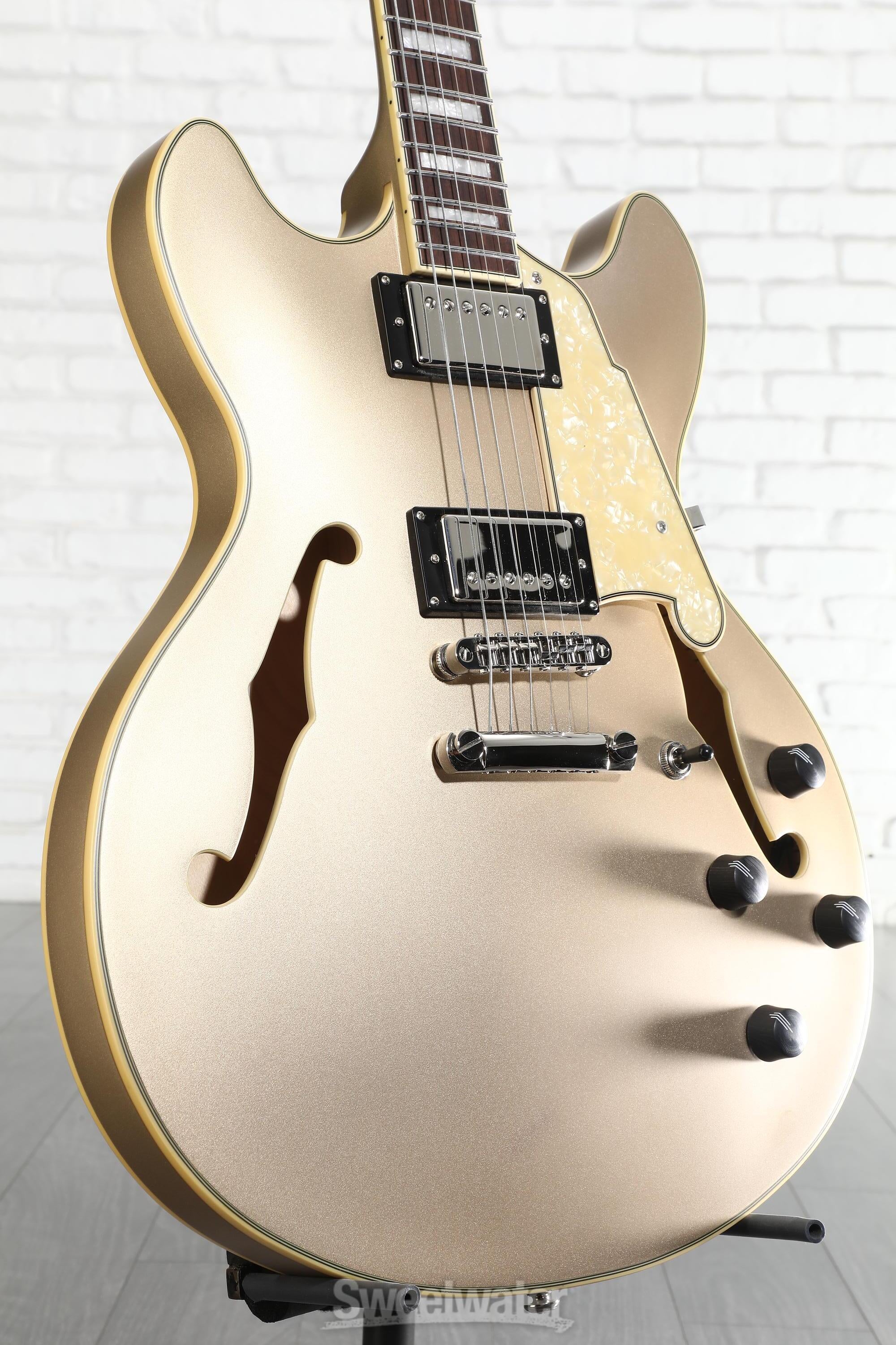 Photo of D'Angelico Premier DC XT Semi-hollowbody Electric Guitar - Satin Desert Gold, Sweetwater Exclusive