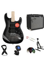 Photo of Squier Affinity Series Stratocaster Electric Guitar and Fender Frontman 20G Amp Bundle - Black Burst with Maple Fingerboard