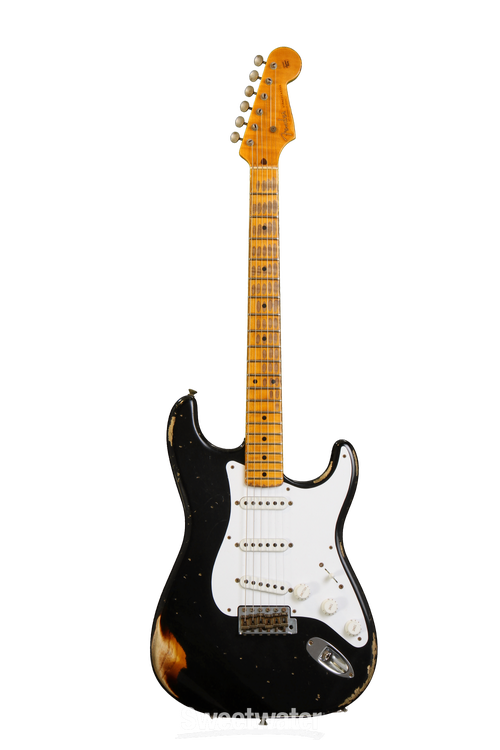 Fender Custom Shop 60th Anniversary 1954 Heavy Relic Stratocaster - Black  over 2-Color Sunburst