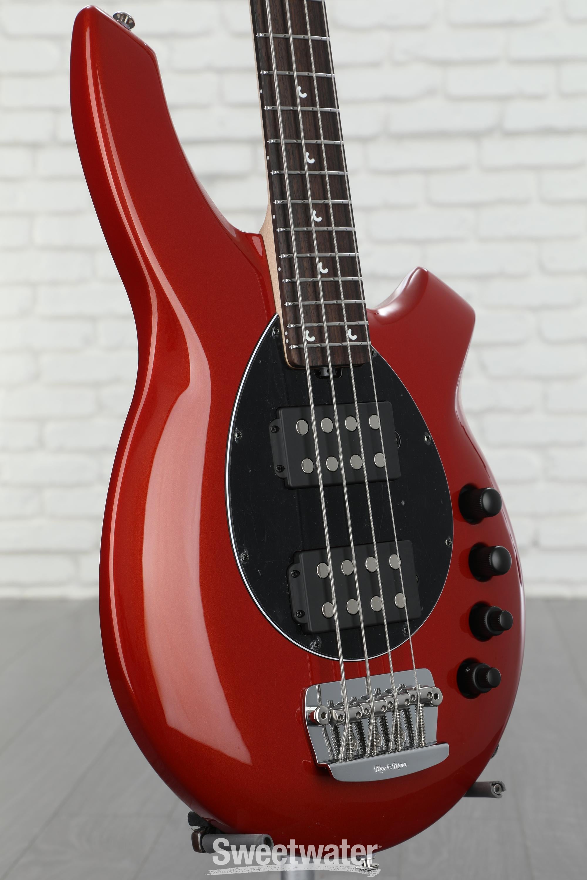 Ernie Ball Music Man Bongo 4HH Electric Bass Guitar - Blood Orange |  Sweetwater