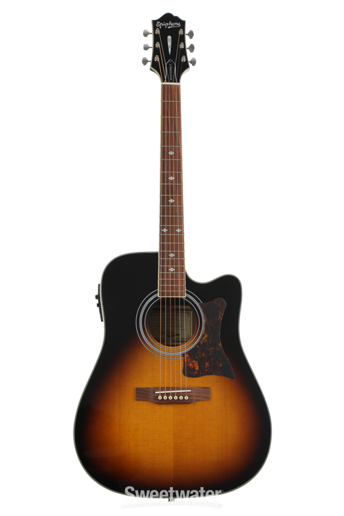 Epiphone Masterbilt DR-500MCE - Vintage Sunburst Reviews | Sweetwater