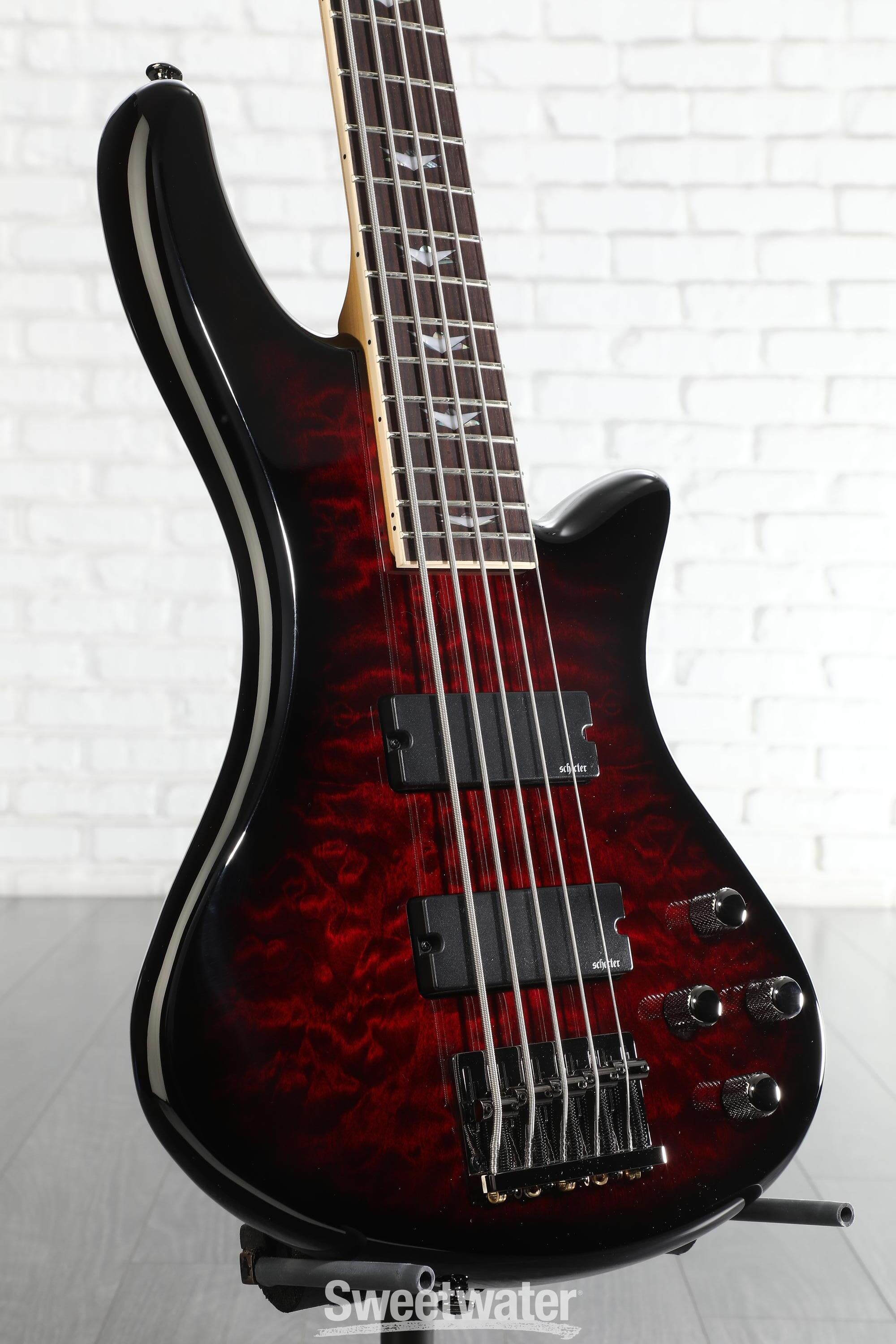 Photo of Schecter Stiletto Extreme 5 Bass Guitar - Black Cherry