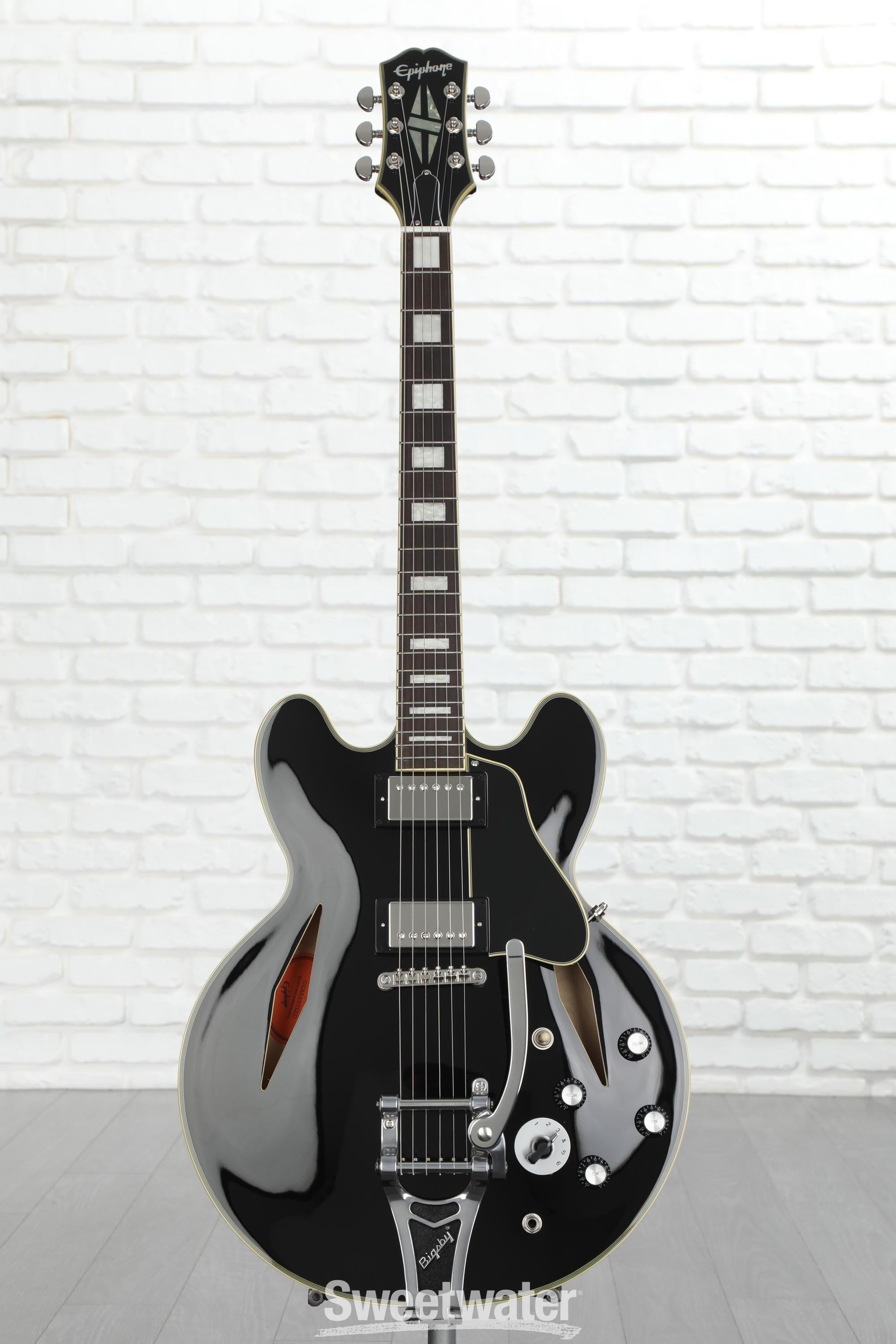 Epiphone Shinichi Ubukata ES-355 Custom Bigsby Semi-hollowbody Electric  Guitar - Ebony Reviews | Sweetwater