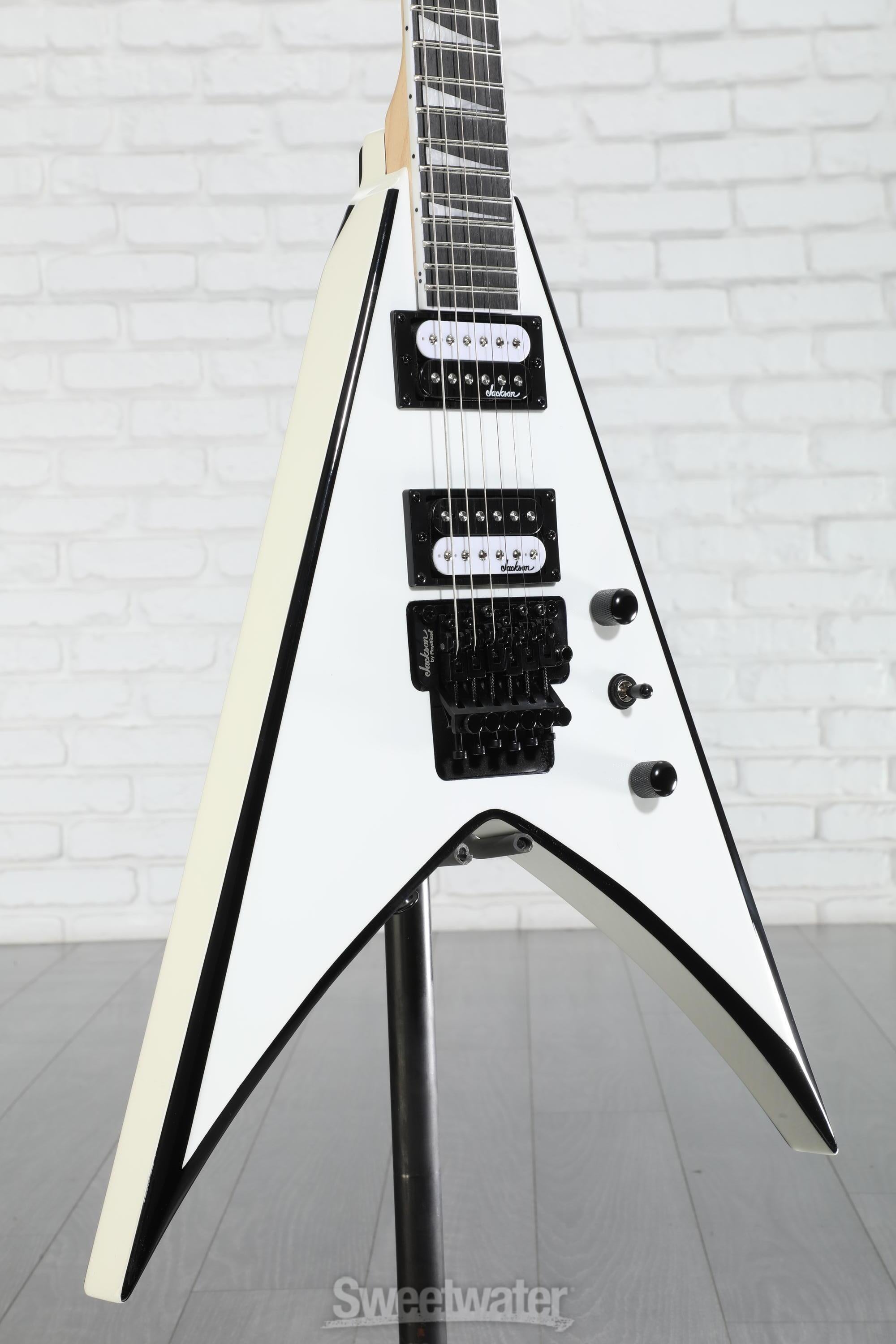 Jackson JS Series King V JS32 - White with Black Bevels | Sweetwater
