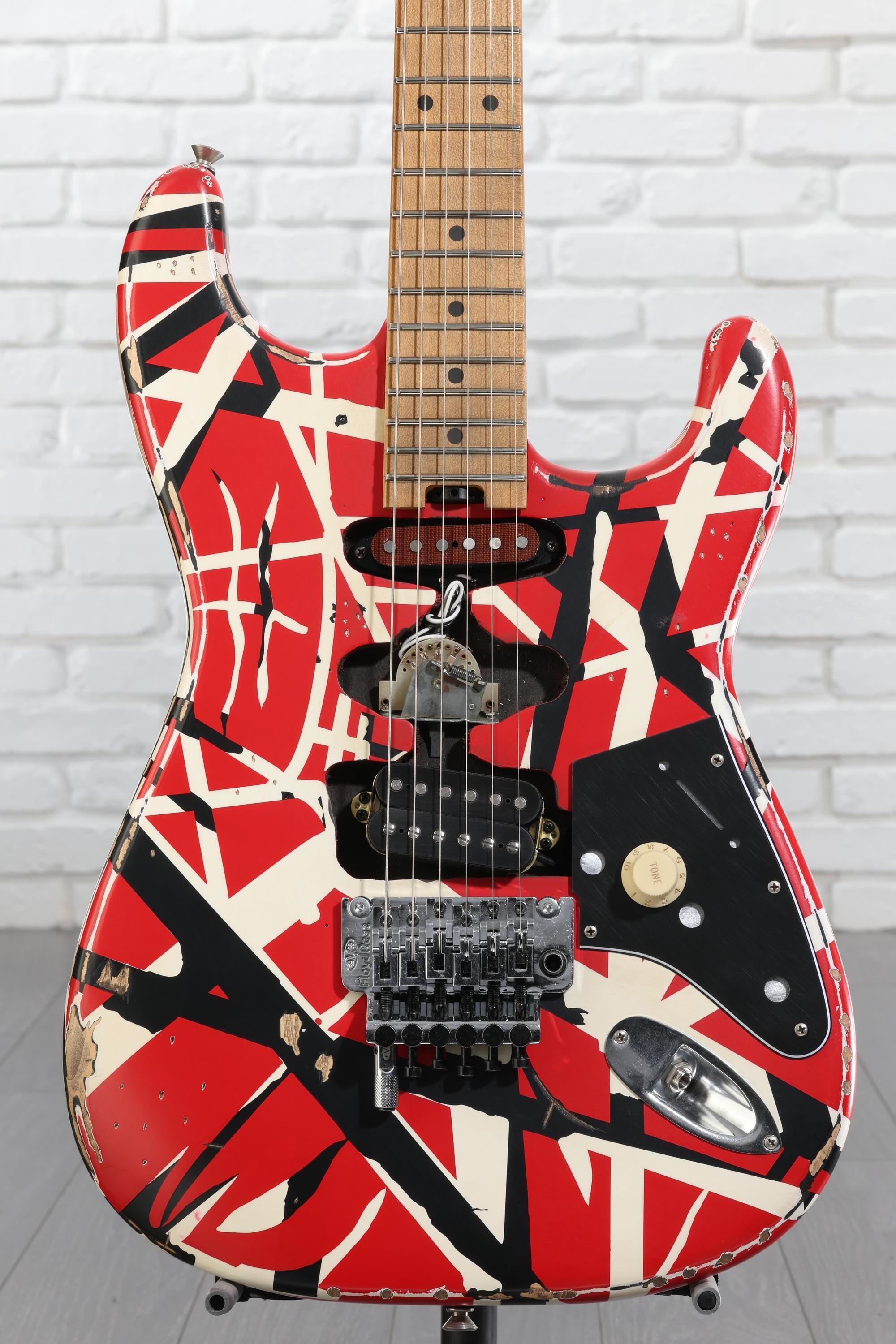 EVH Striped Series Frankenstein Relic - Red/Black/White | Sweetwater
